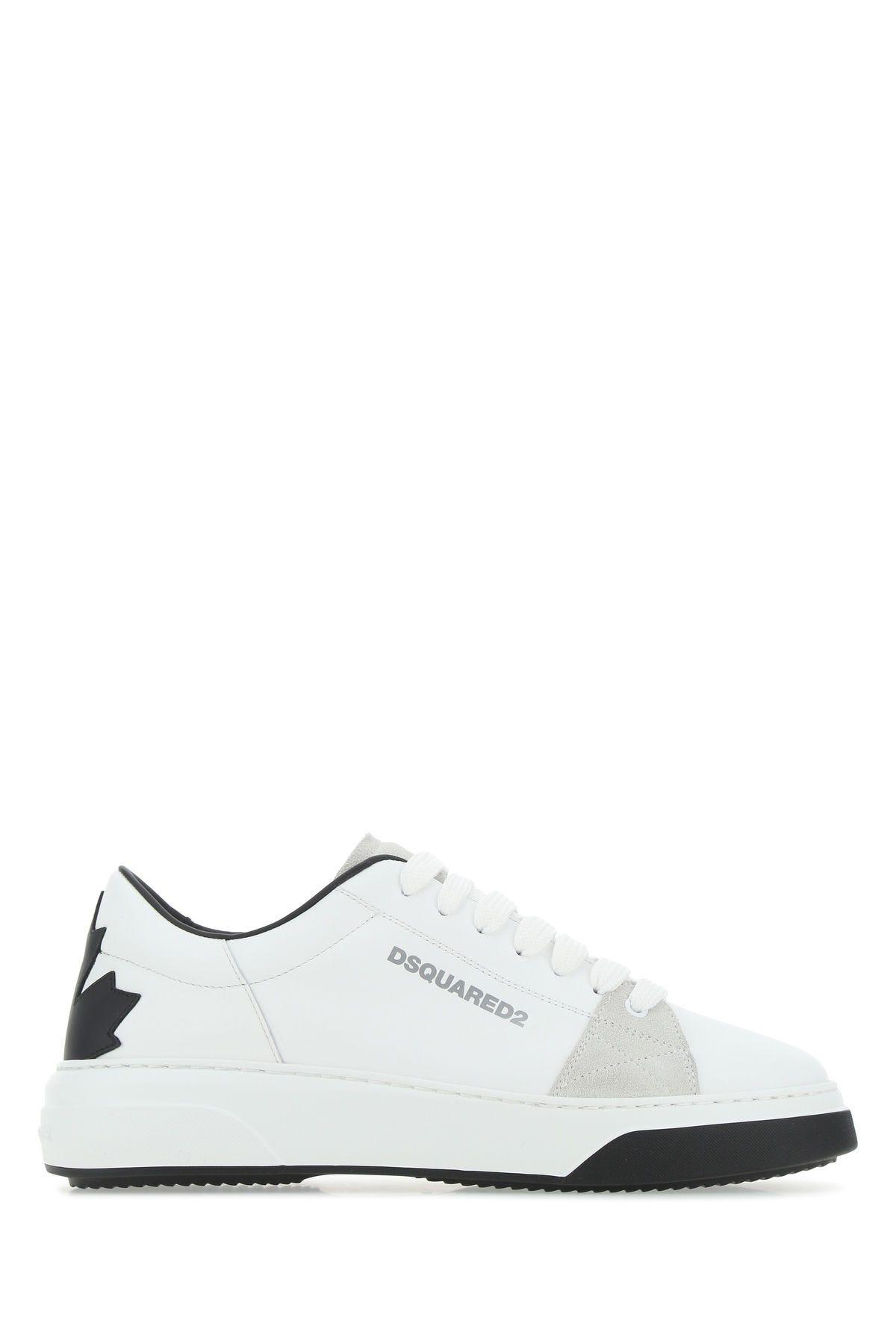 Shop Dsquared2 Two-tone Leather Bumper Sneakers In White