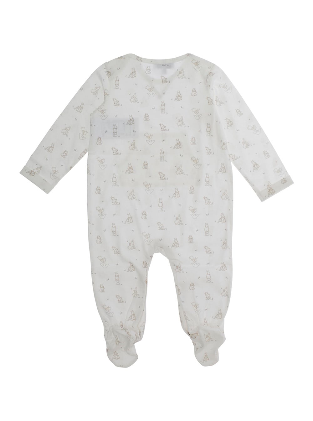 Emporio Armani White Onesie With All-over Logo Motif In Cotton Baby In White
