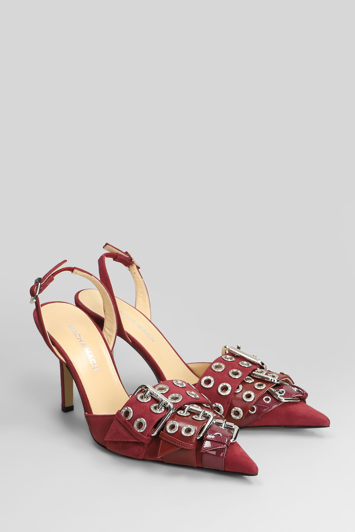 Mach &amp; Mach Pumps In Bordeaux Leather In Burgundy