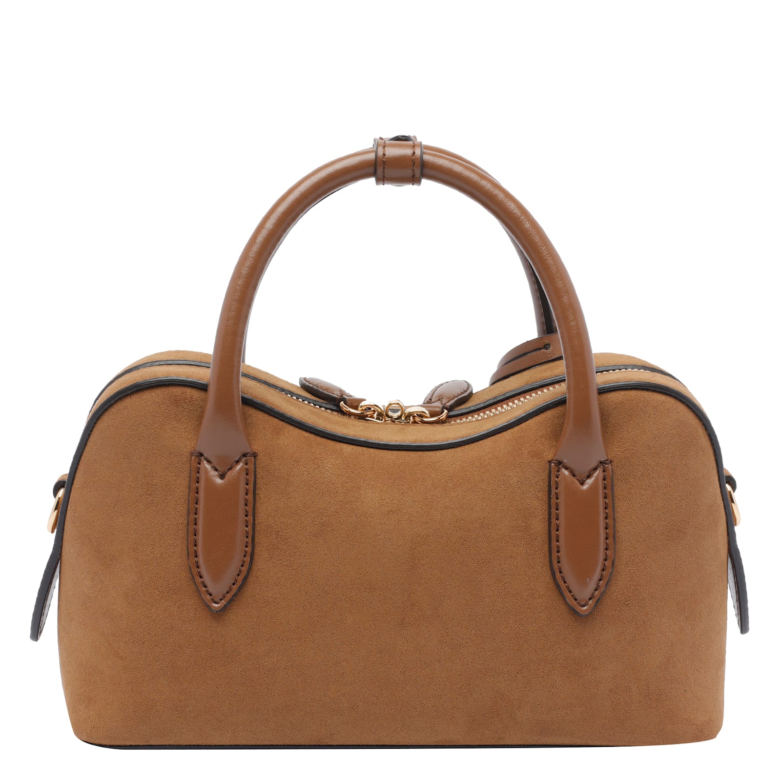 Stella Mccartney Suede Shoulder Bag With Top Handle And Padlock Detail In Neutral