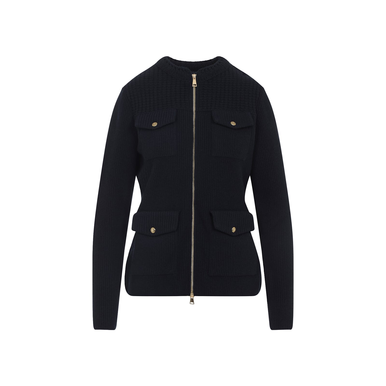 Moncler Textured Knit And Quilted Virgin Wool Jacket In Black
