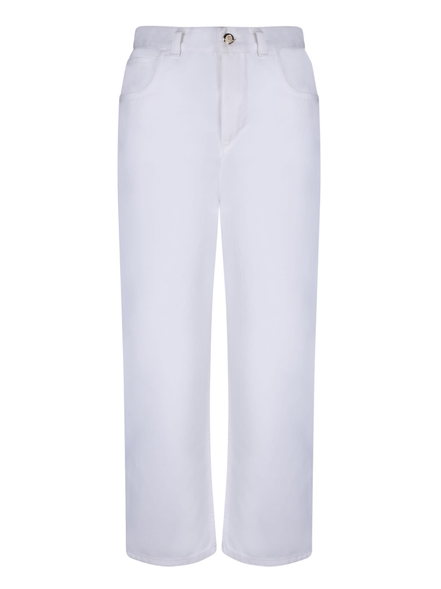 Shop Moncler Cotton White Trousers