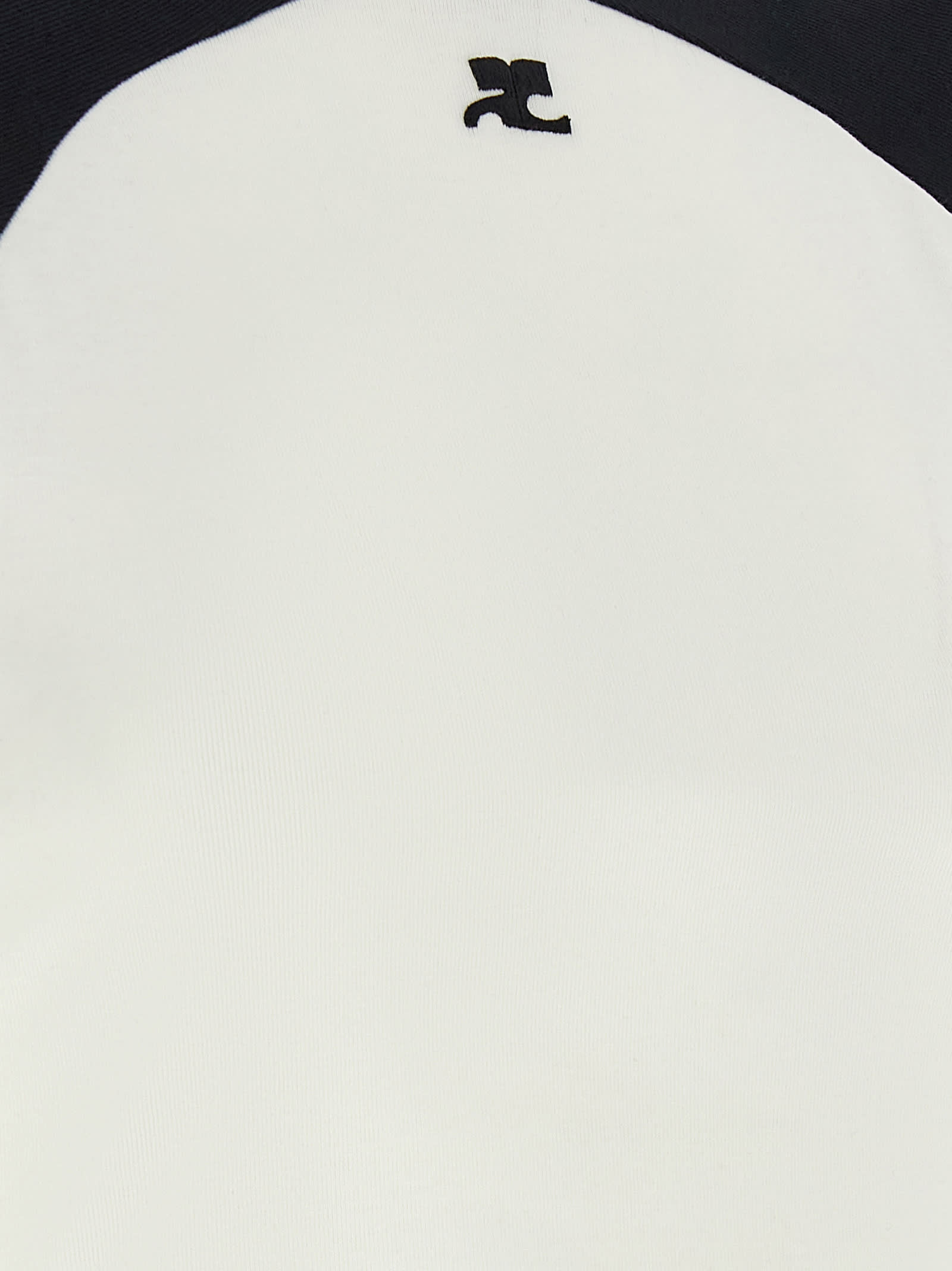 Courrèges Circle Contrast White And Black Cotton T-shirt In White