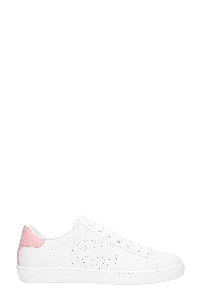 Gucci Ace Gg Sneakers In White Leather