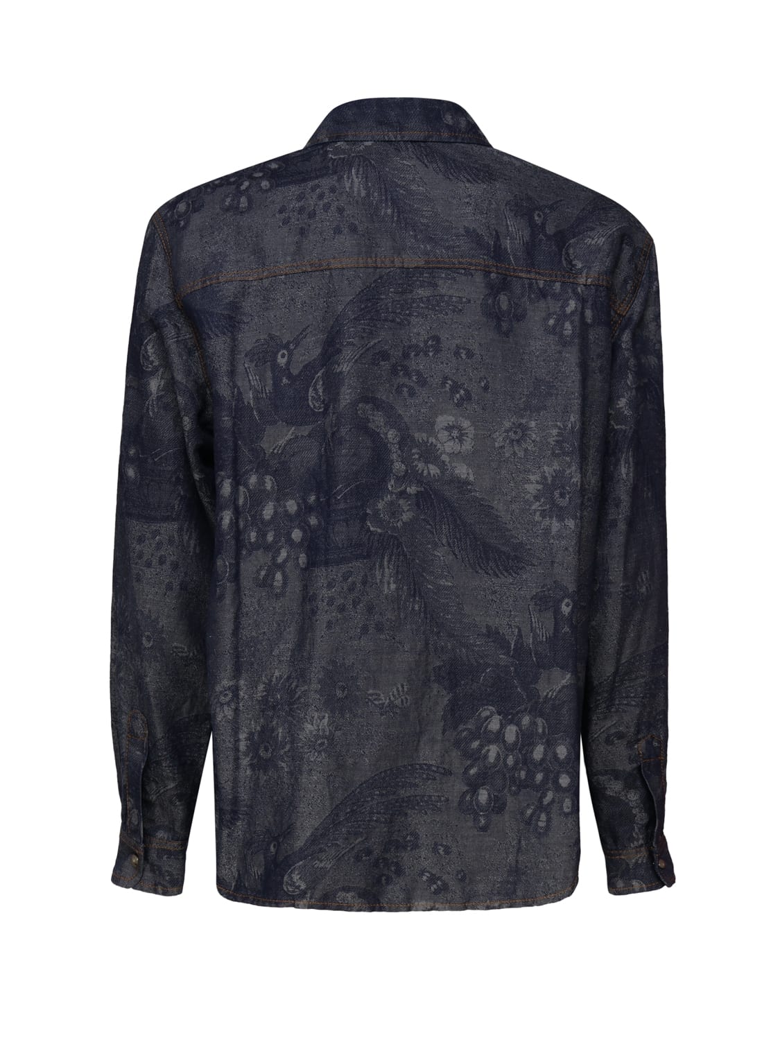 Shop Etro Denim Shirt With Paisley In Blue