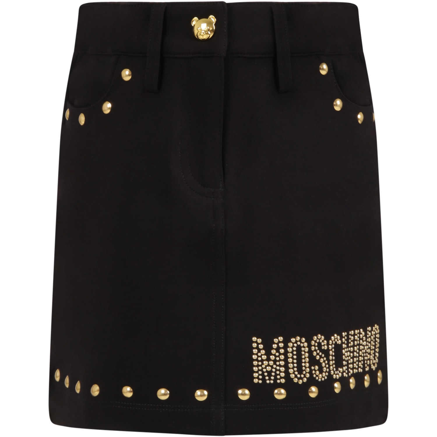Moschino Black Skirt For Girl With Logo