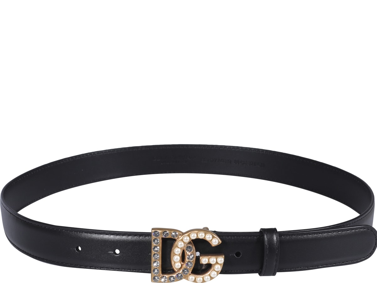 Shop Dolce & Gabbana Buckle Logo Belt In Black