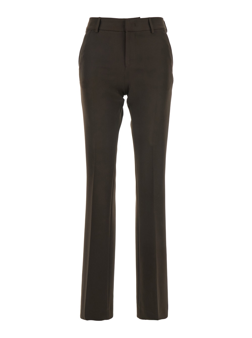 Brown Pants With Belt Loops And Flared Leg In Tech Fabric Woman