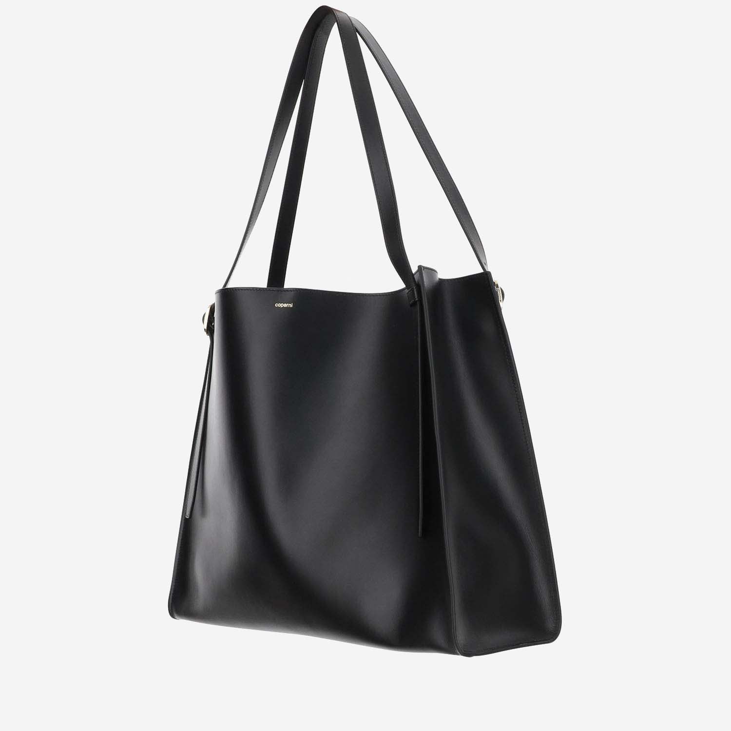 Shop Coperni Logo Leather Shoulder Bag In Black