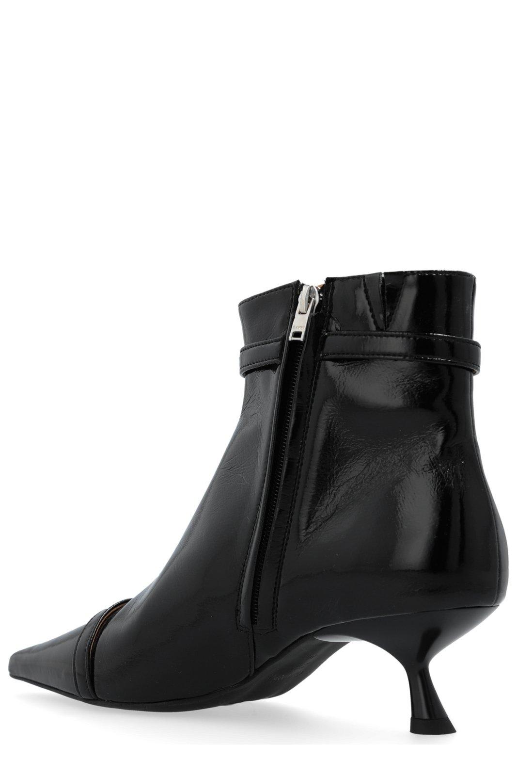 Shop Ganni Heeled Ankle Boots In Black