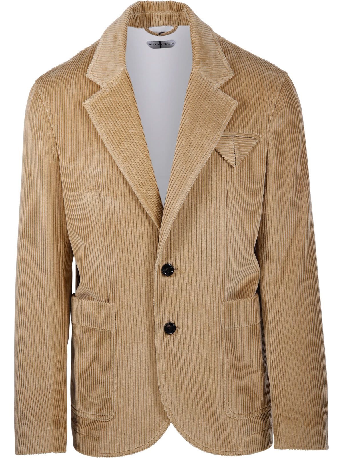 Shop Bottega Veneta Single Breasted Corduroy Jacket In Beige