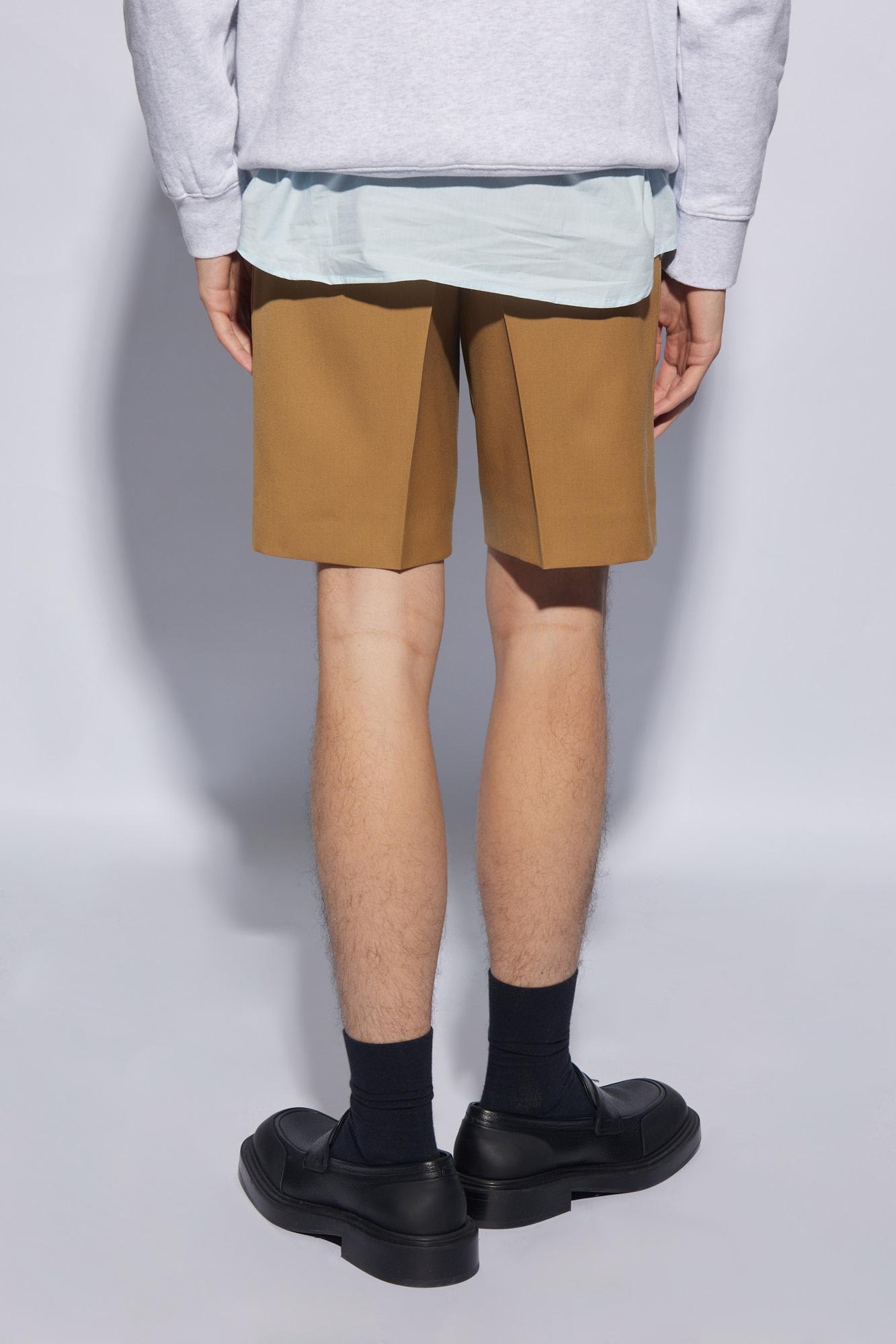 Shop Lanvin Pleat-front Shorts In Brown