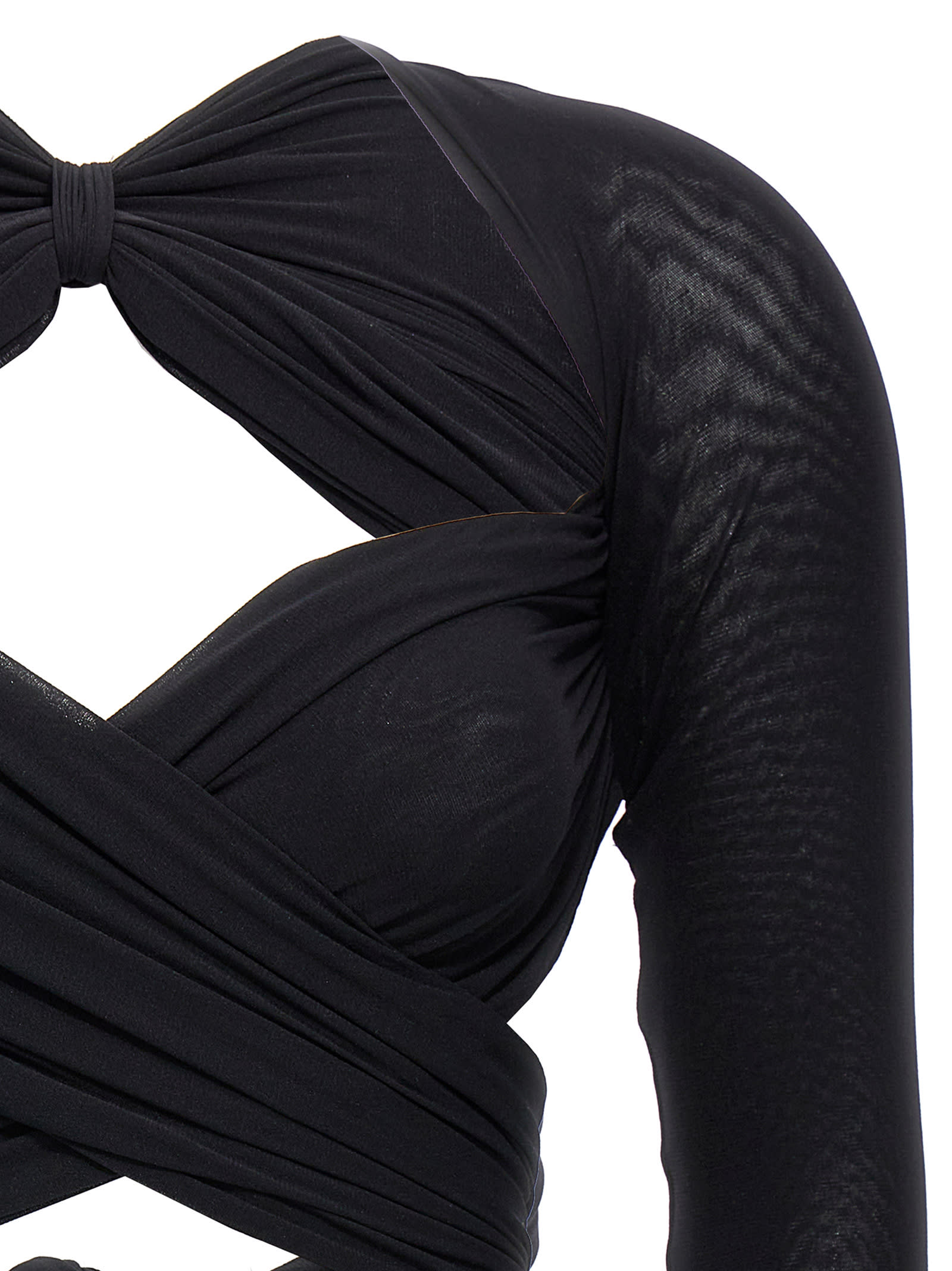 Shop Philosophy Di Lorenzo Serafini Cropped Tulle Top In Black