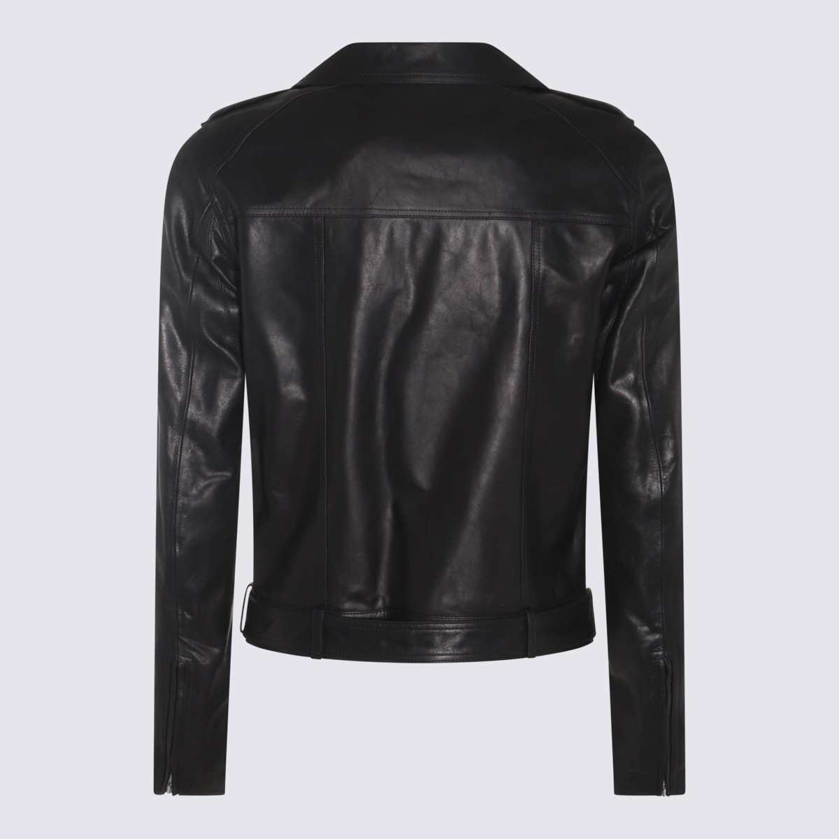 Shop Rick Owens Black Leather Jacket