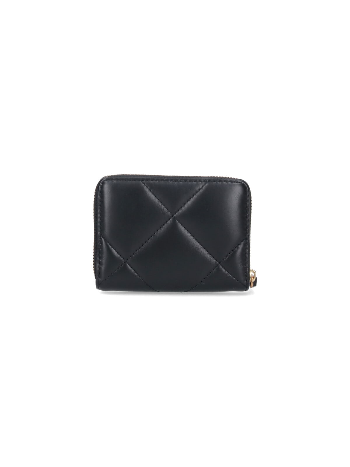 Tory Burch Small Kira Diamond Quilt Zip-around Wallet In Black