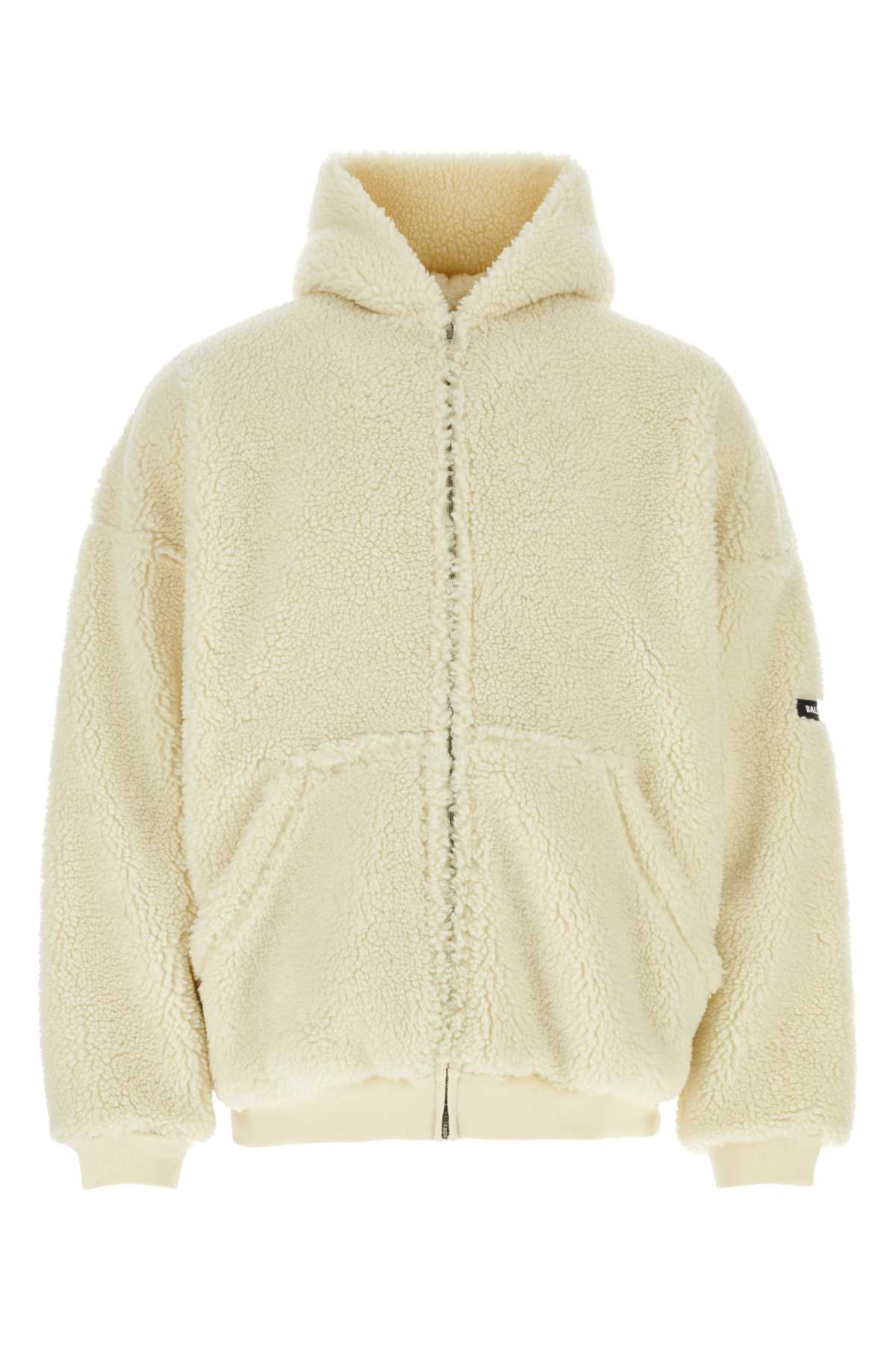 Shop Balenciaga Ivory Teddy Oversize Sweatshirt