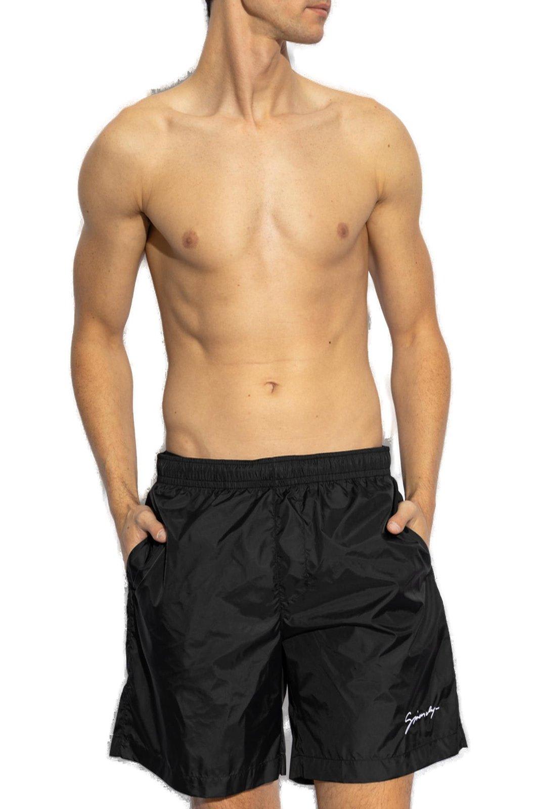 Givenchy Swim Shorts With Logo Signature In Nero