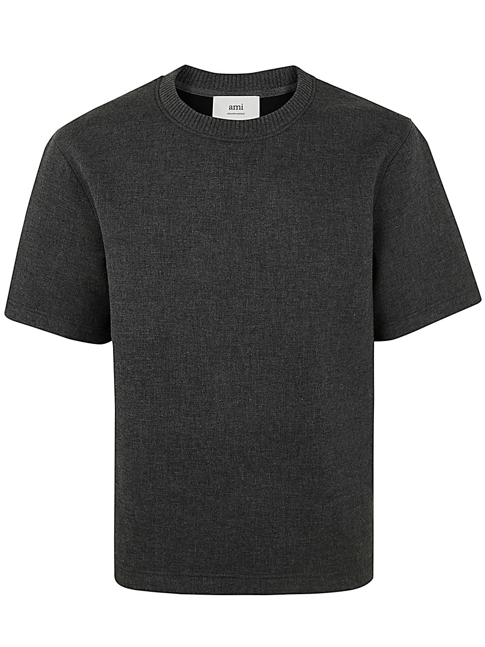 Shop Ami Alexandre Mattiussi Boxy Luxury Jersey Tshirt In Dark Grey