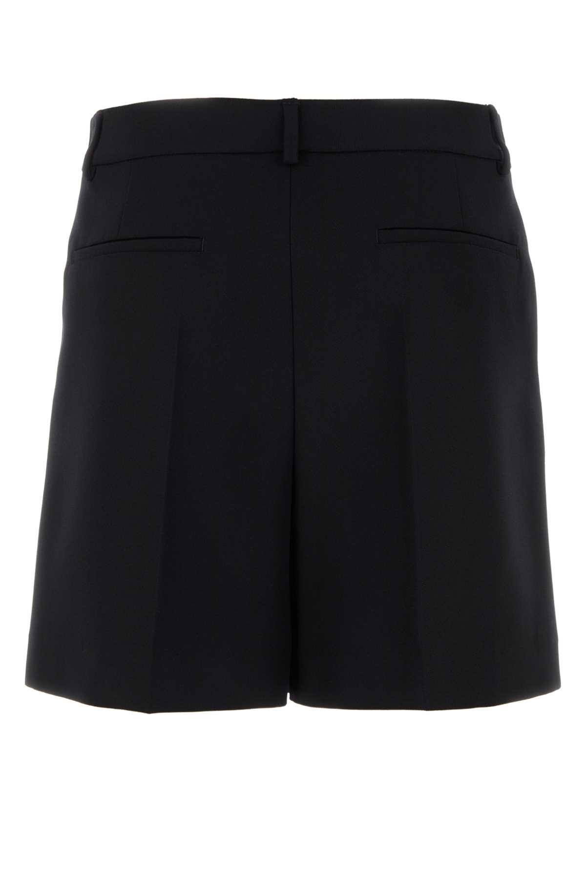 Shop Valentino Black Wool Bermuda Shorts In Nero