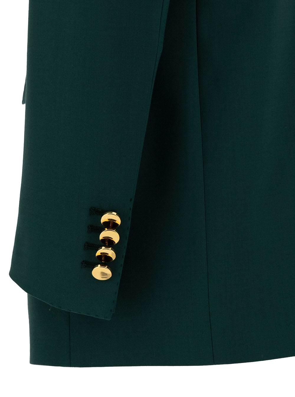 Shop Tagliatore Jasmine Green Double-breasted Jacket With Golden Buttons In Stretch Wool Blend Woman