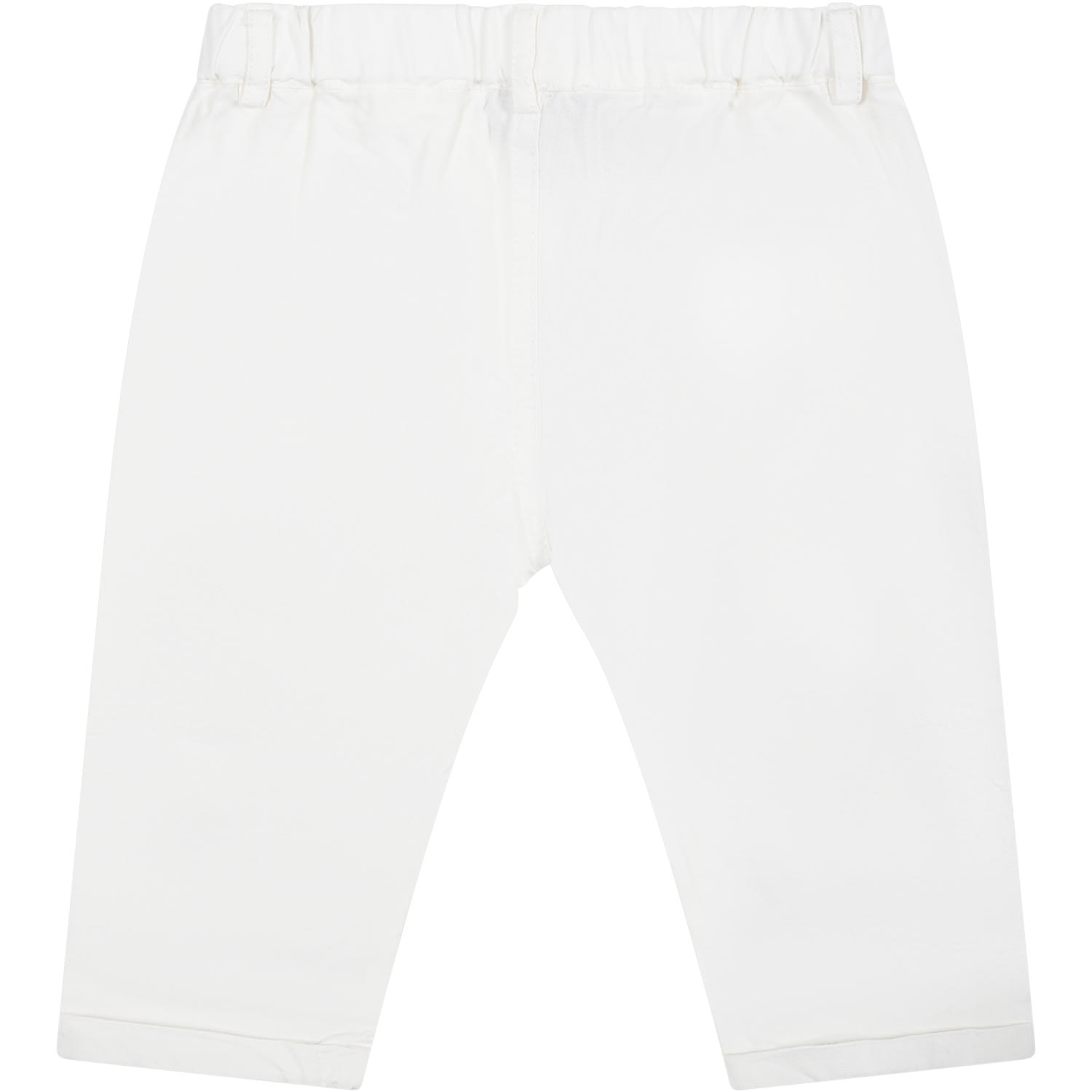 Shop Moschino White Trousers For Baby Boy With Teddy Bear And Logo