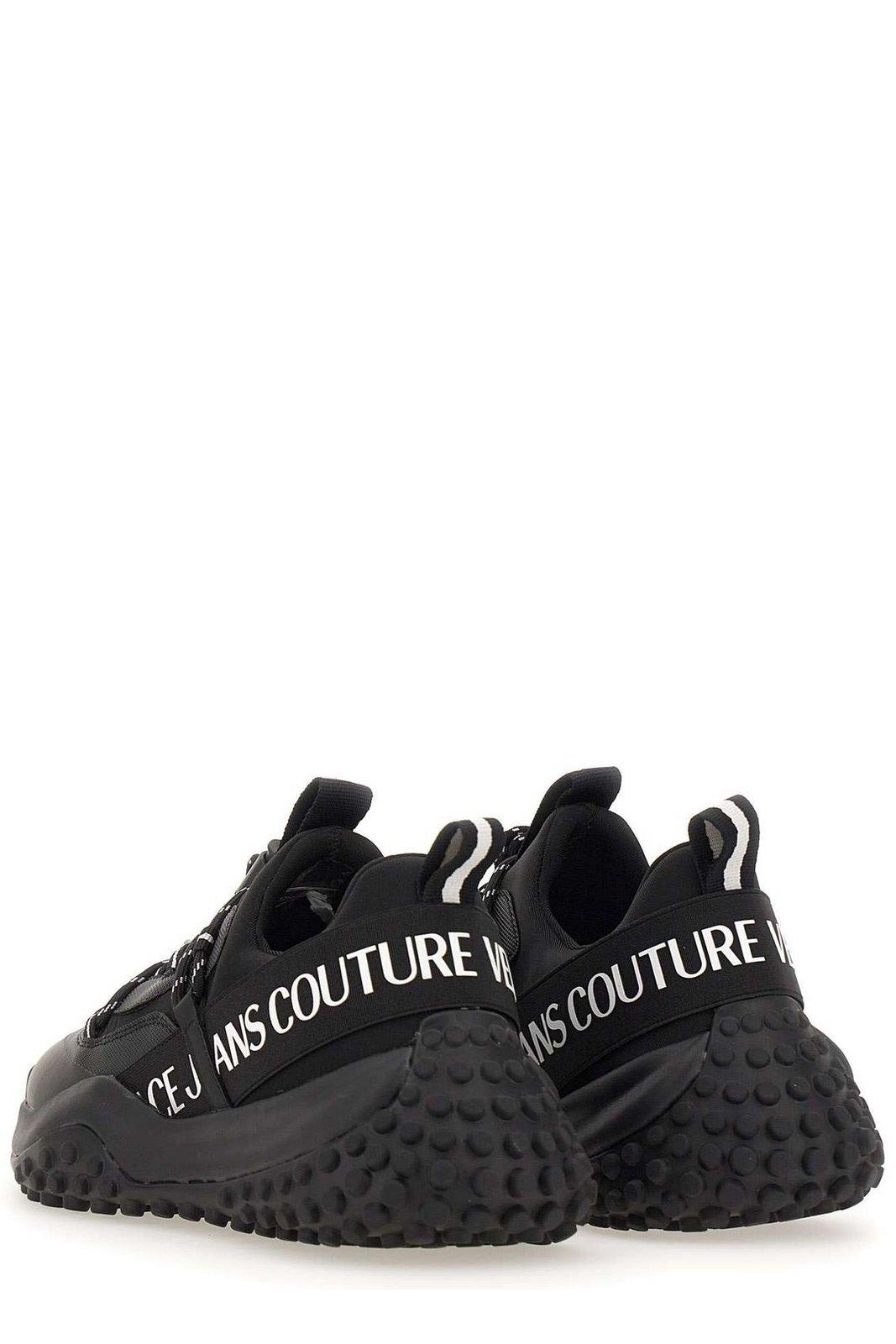 Versace Jeans Couture Logo-embossed Round Toe Sneakers In Black