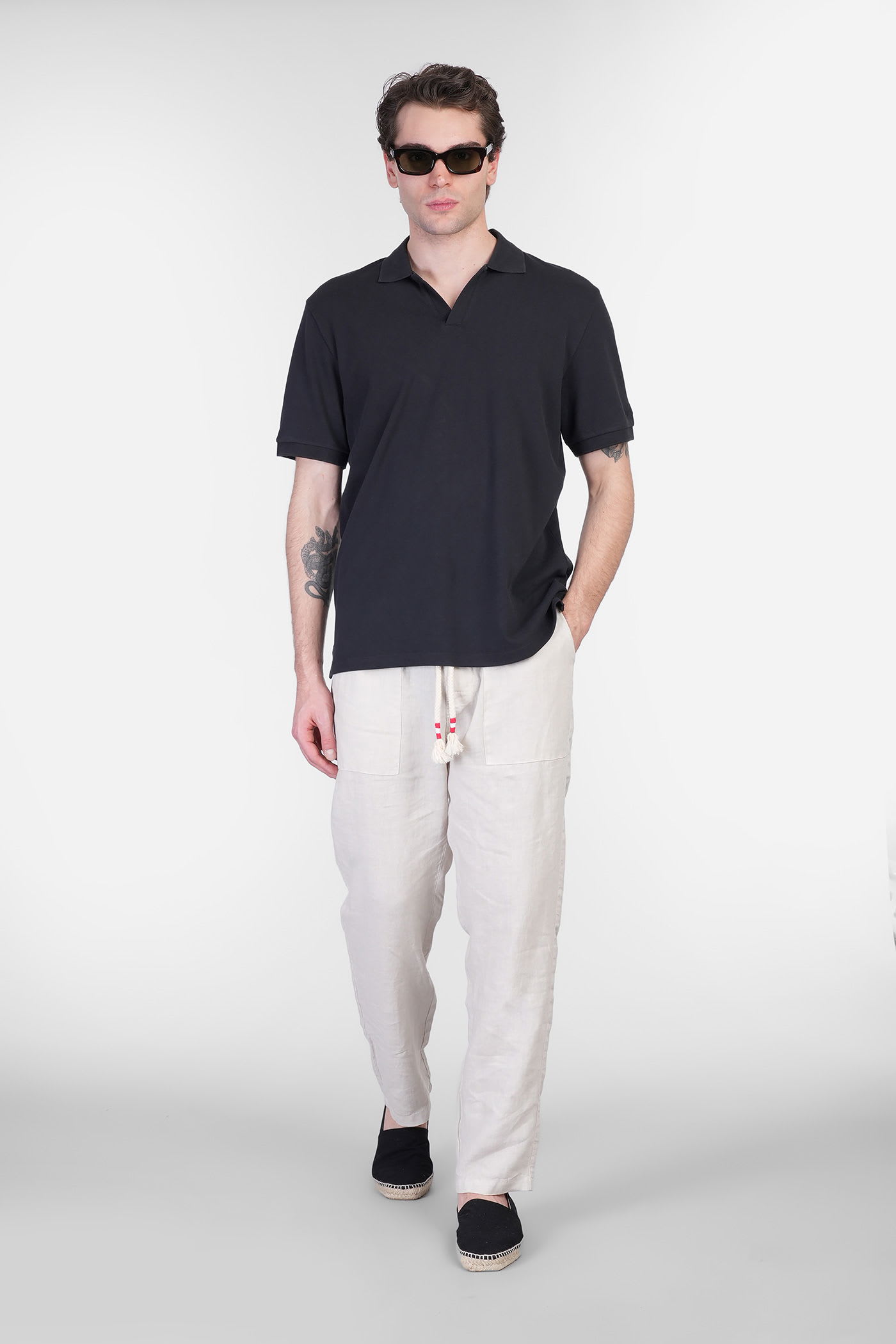 Mc2 Saint Barth Charles Polo In Black Cotton In Black