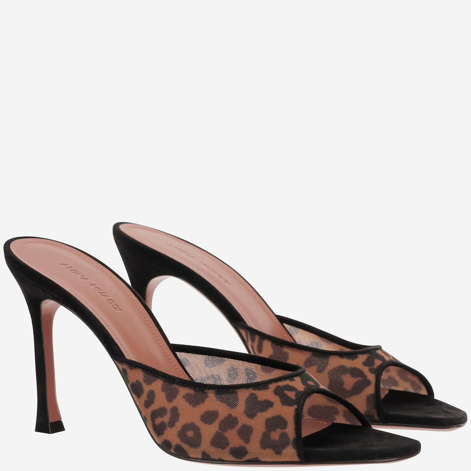 Amina Muaddi Alexa Mesh Mules In Brown