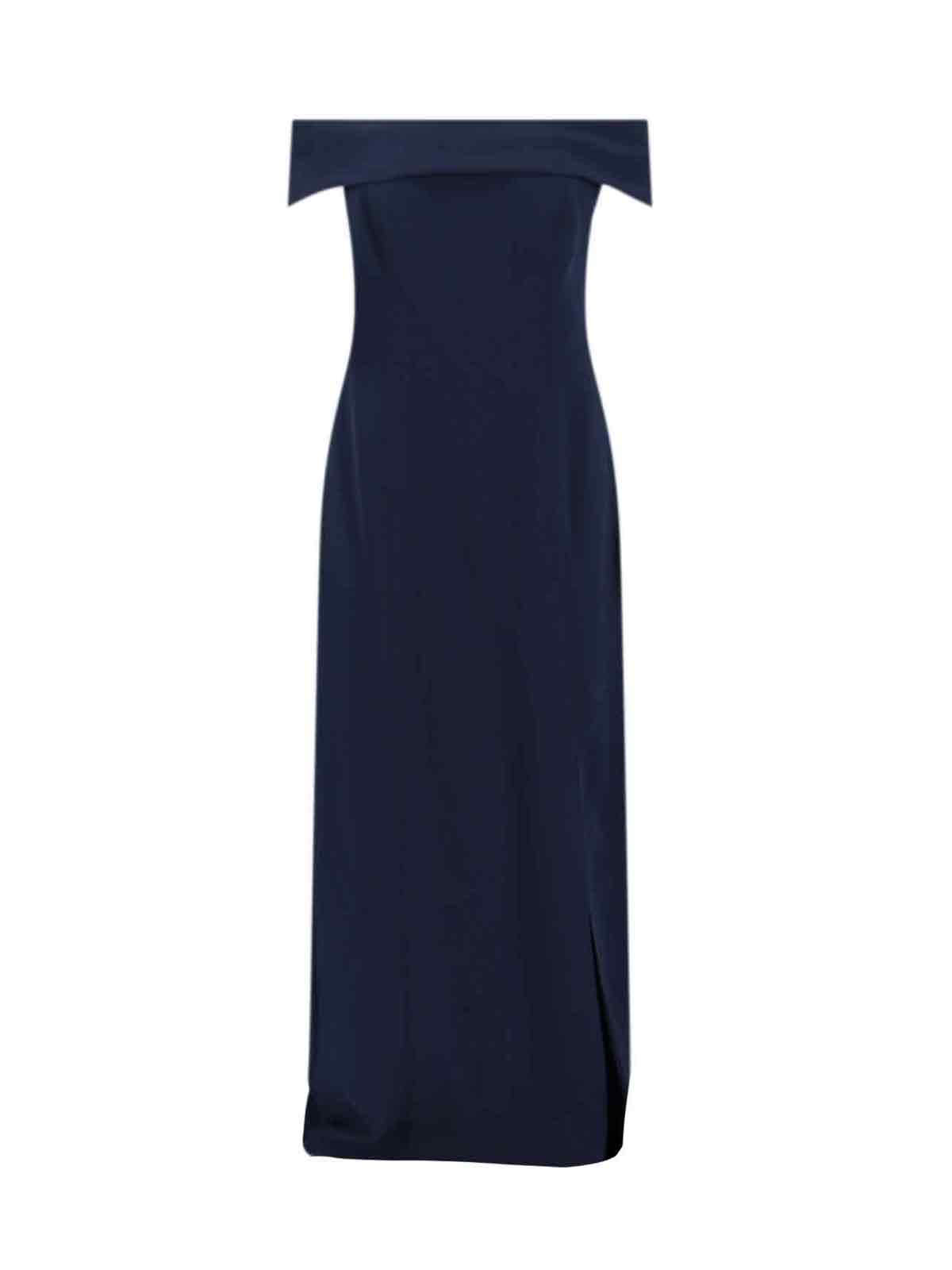 Ralph Lauren Off-shoulder Split Dress In Blue