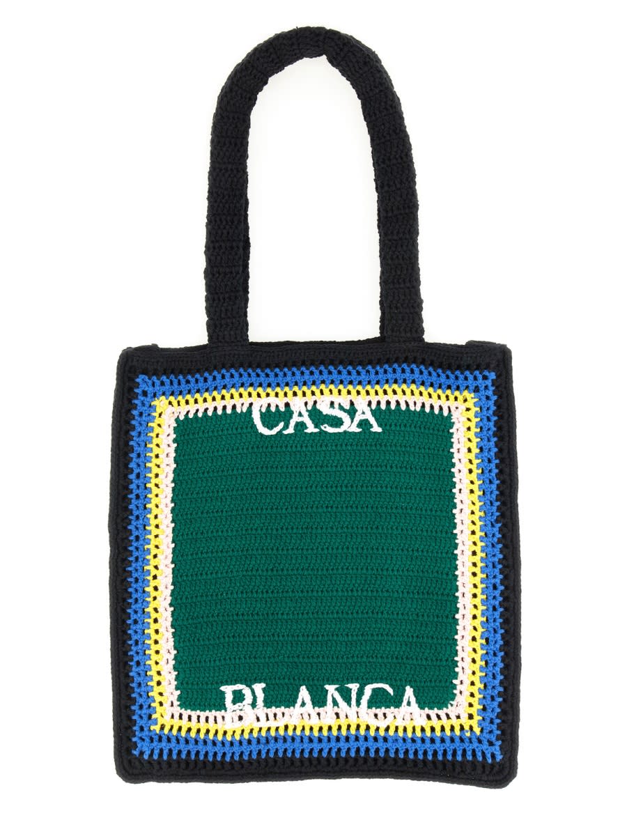 Casablanca Crochet Knit Tote Bag In Green
