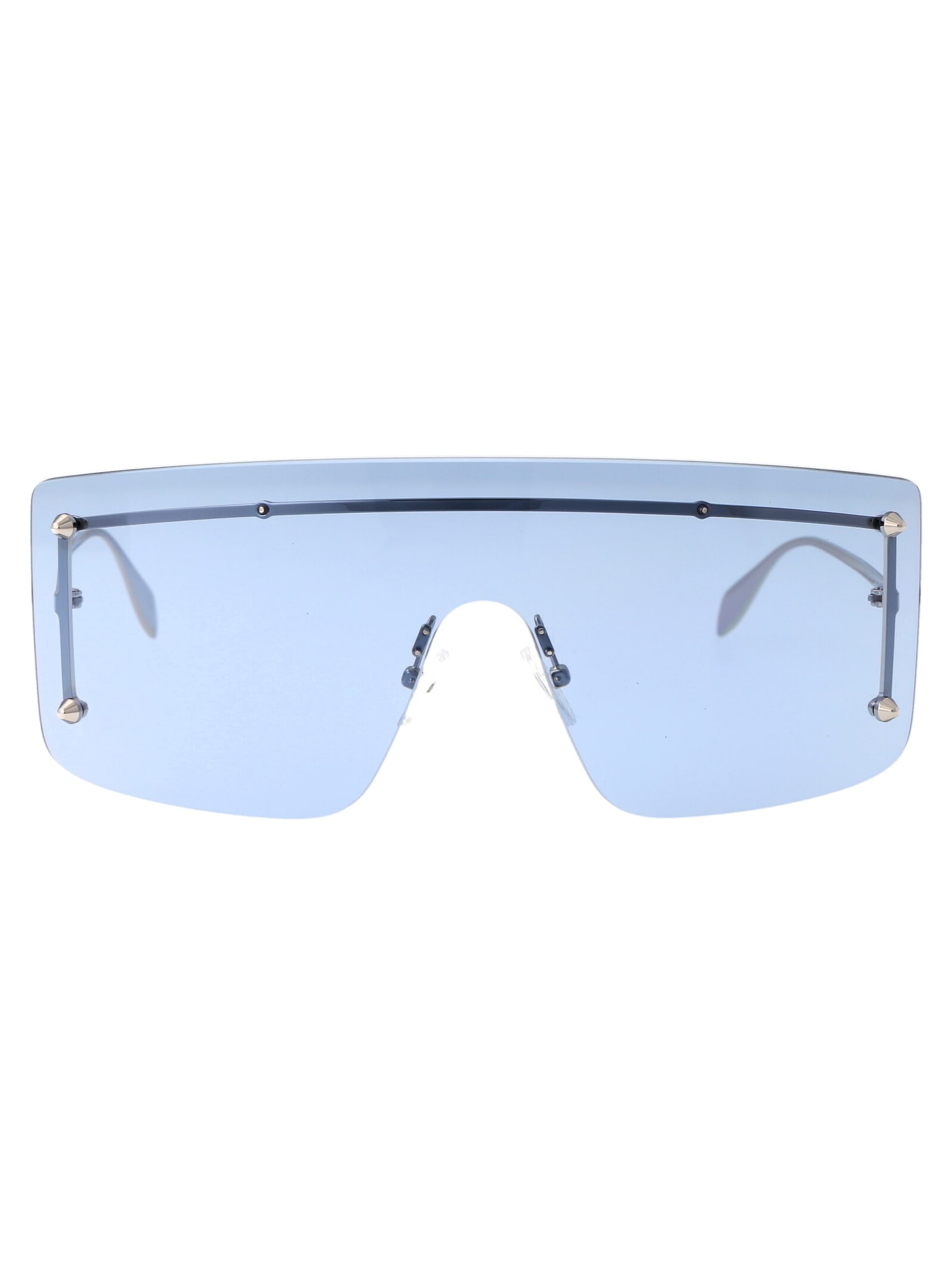 Shop Alexander Mcqueen Am0412s Sunglasses In 004 Silver Silver Light Blue