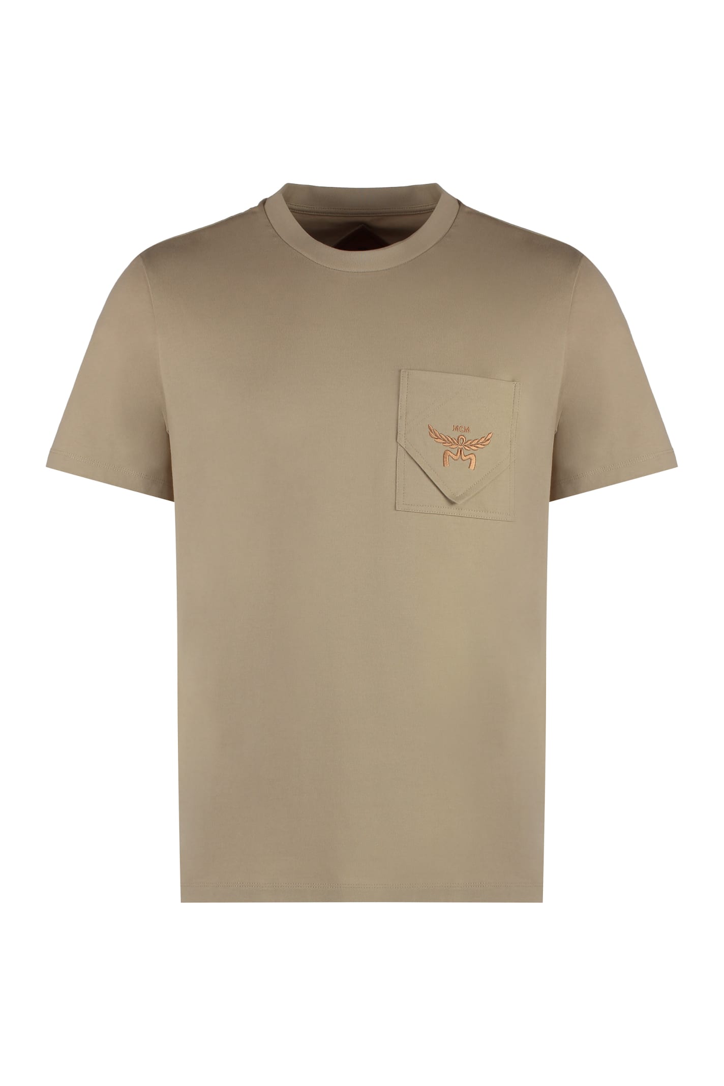 Shop Mcm Cotton Crew-neck T-shirt In Beige