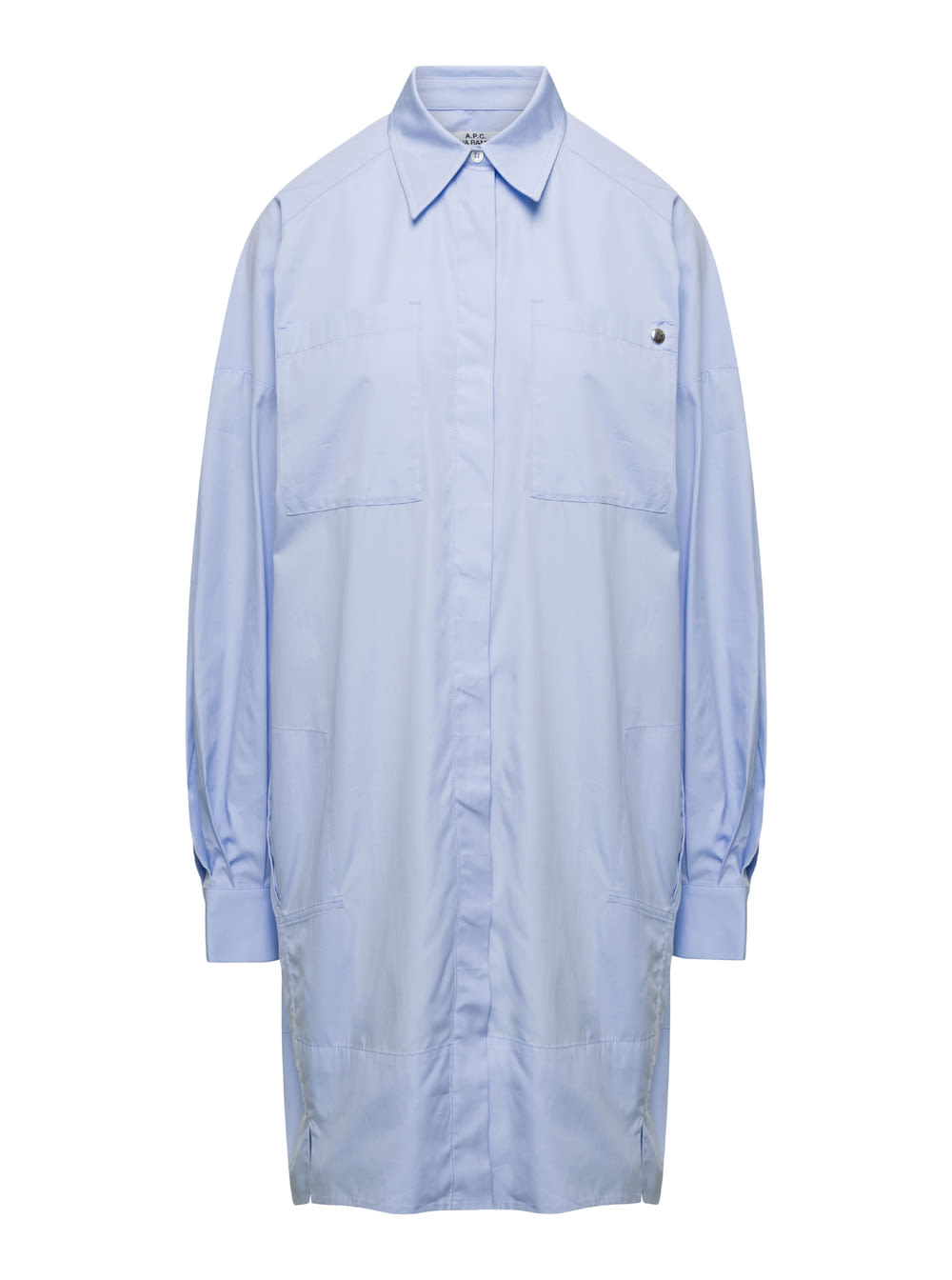 Shop Apc Light Blue Maxi Shirt In Cotton Woman