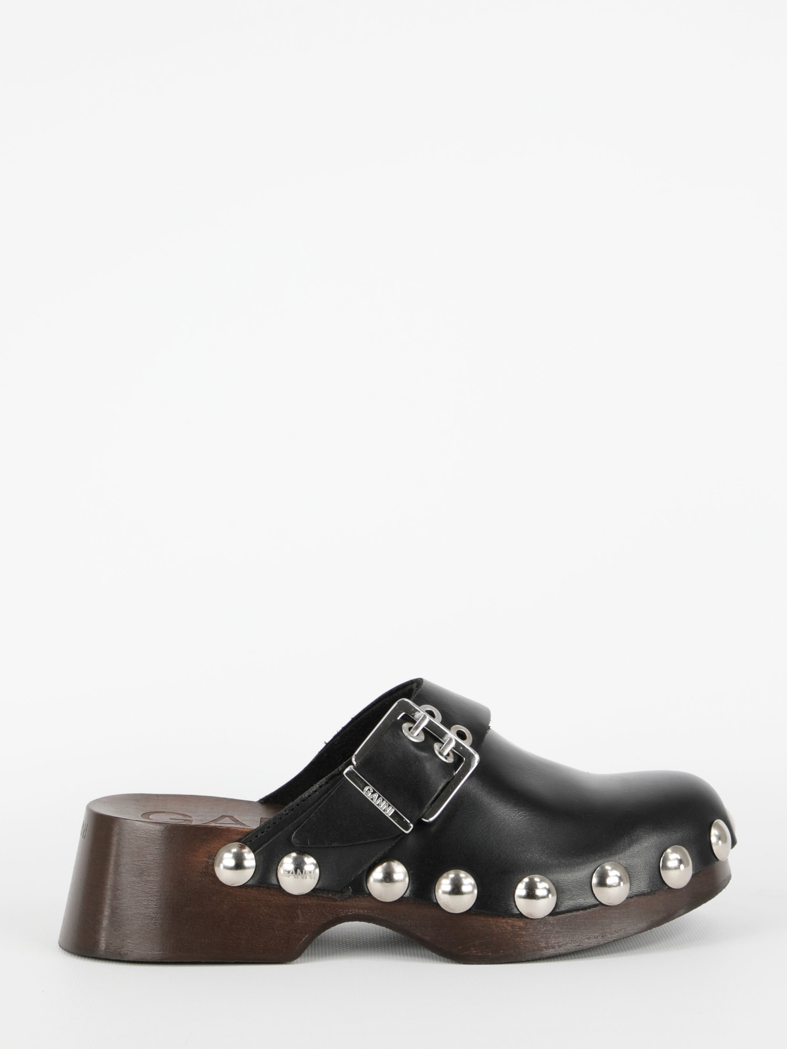 Ganni Black Studded Clogs