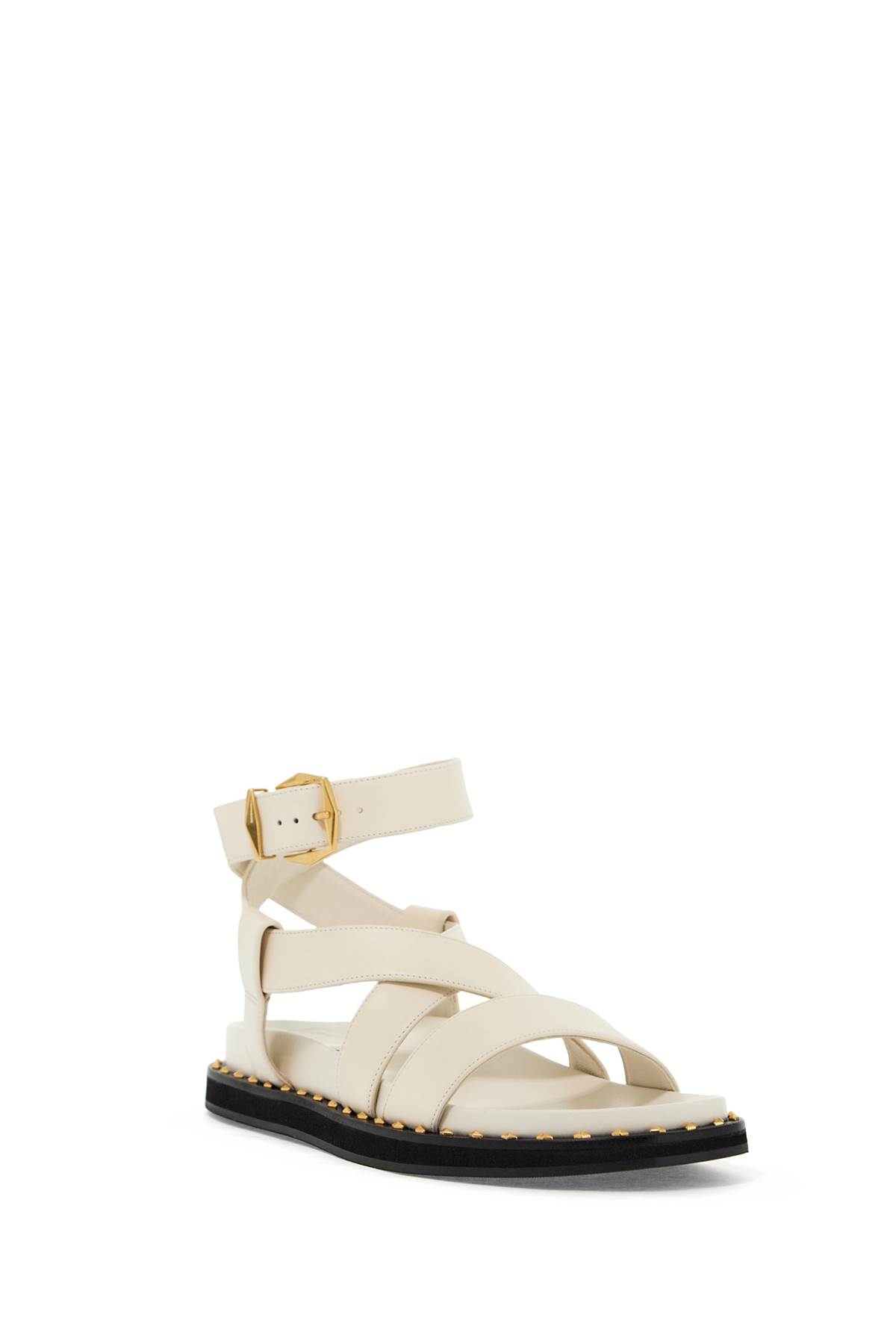 Shop Jimmy Choo Blaise Flat Sandals In Latte Gold (white)