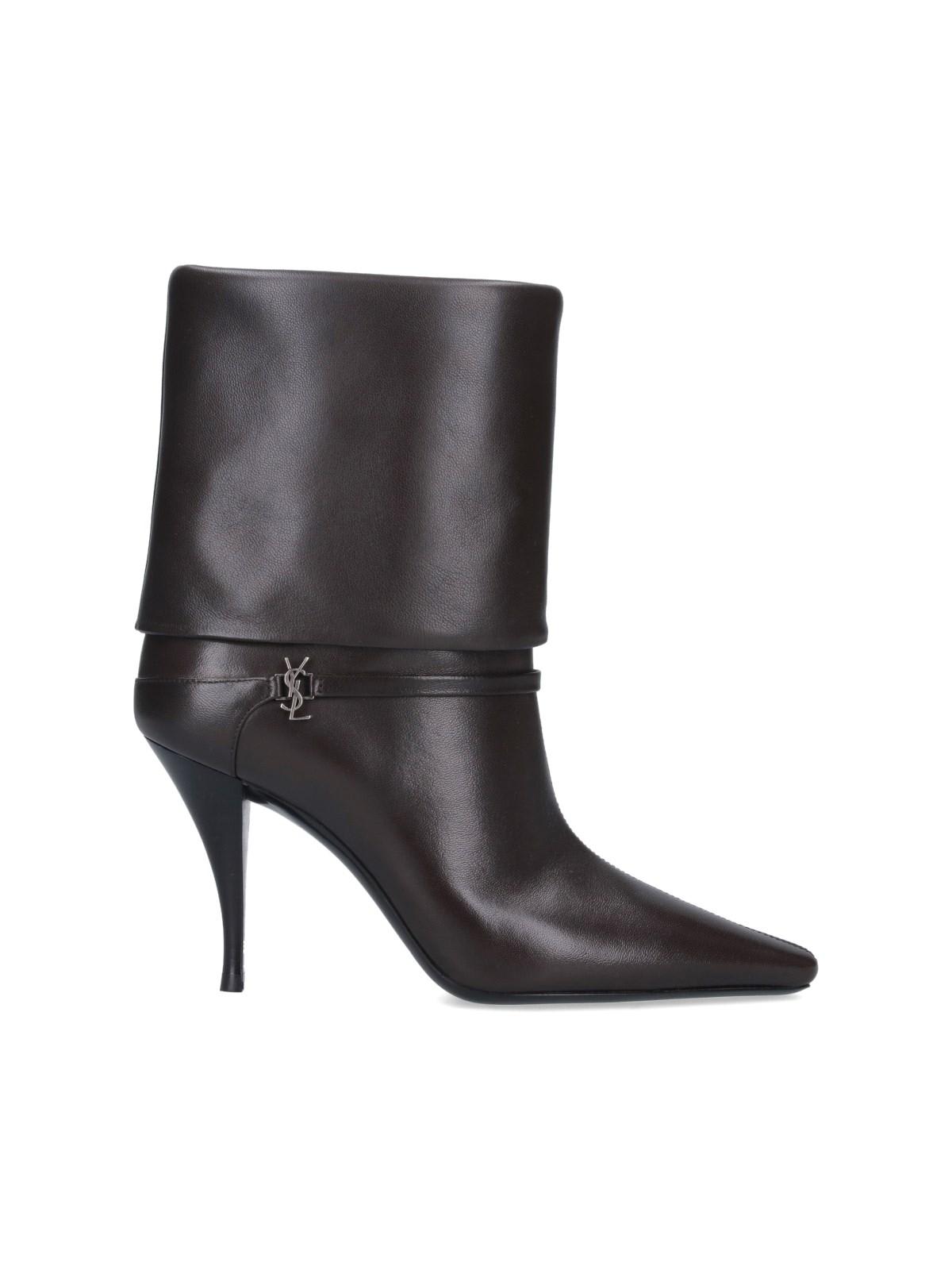 Shop Saint Laurent Vicky 90 Ankle Boots In Harris Eagle Brown