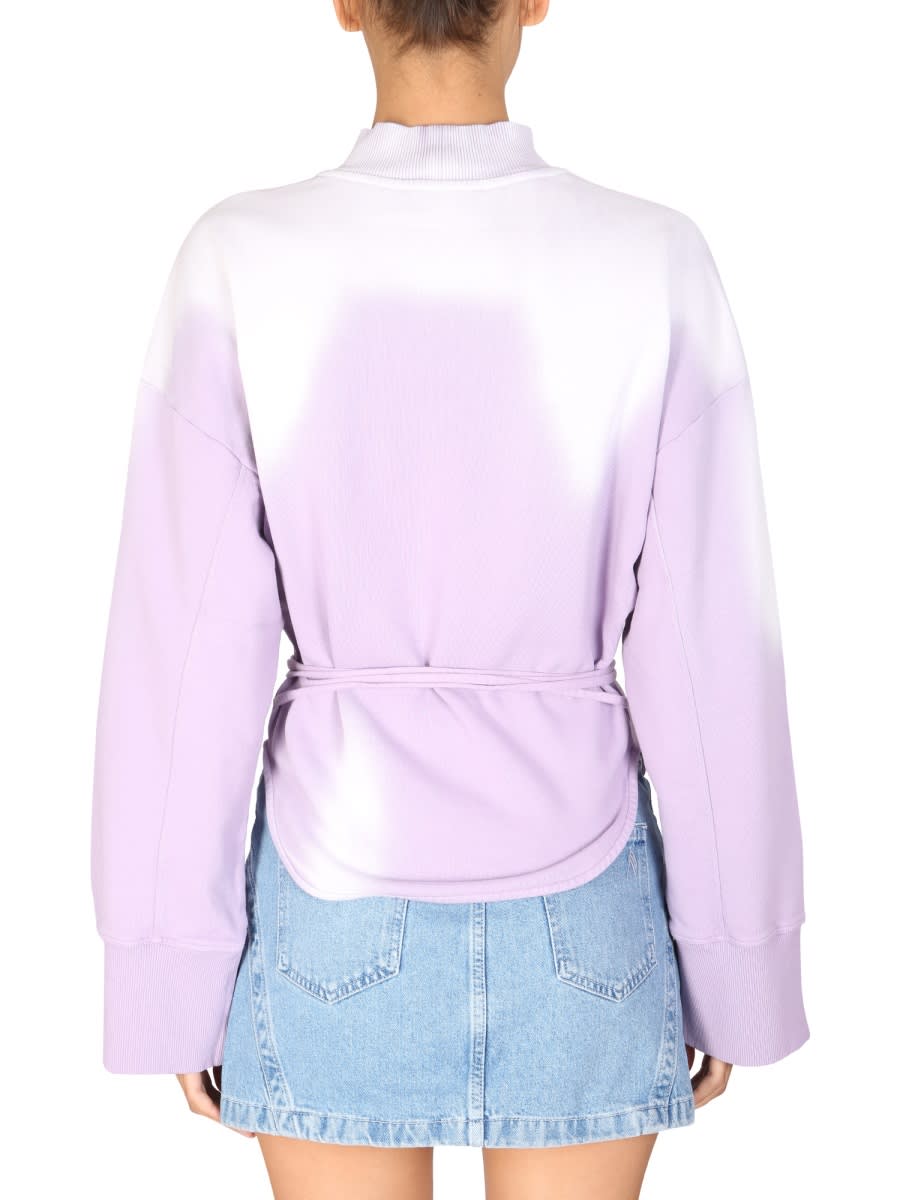 Shop Attico Lace-up Sweatshirt In Lilac