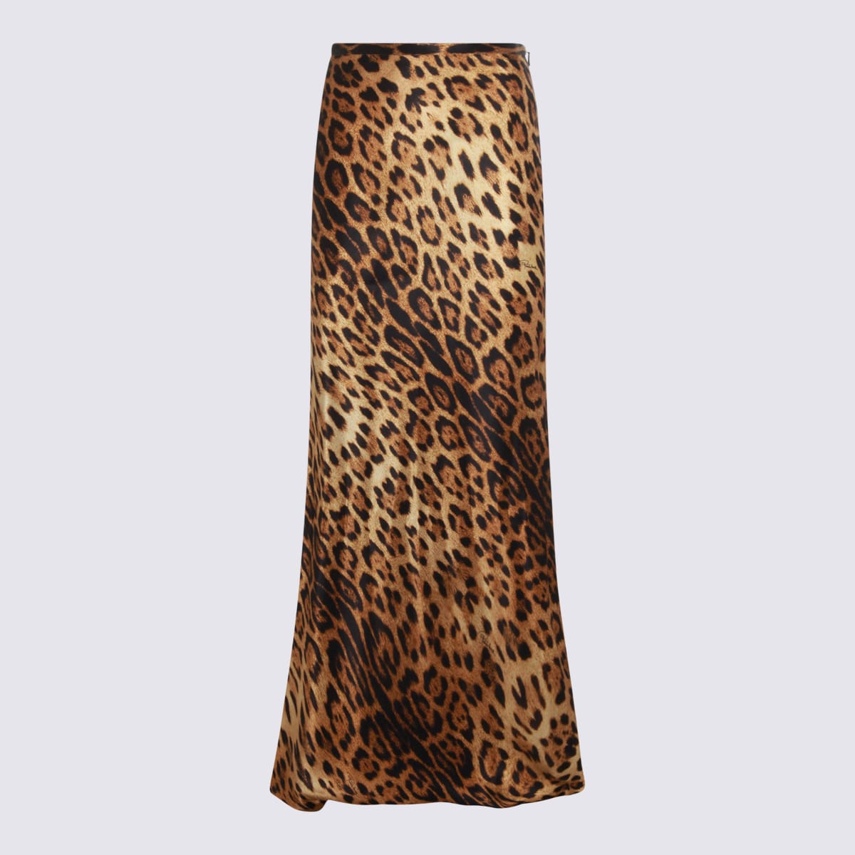 Roberto Cavalli Animal Print High Waist Midi Skirt In Brown