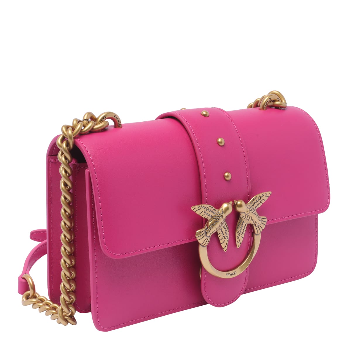 Shop Pinko Mini Love One Crossbody Bag In Fuchsia