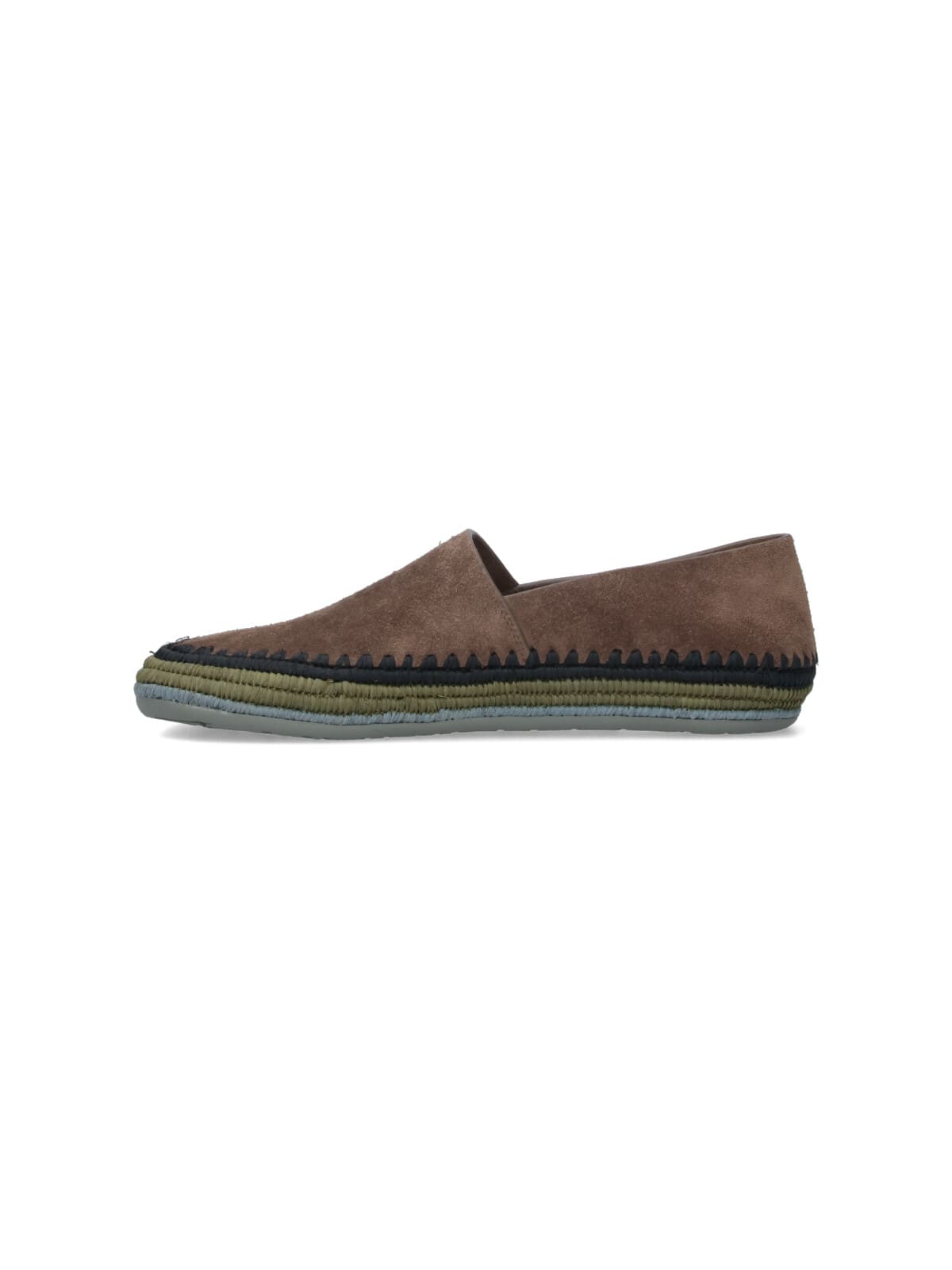 Loewe Brown Rio Slippers In Suede And Raffia In Multi
