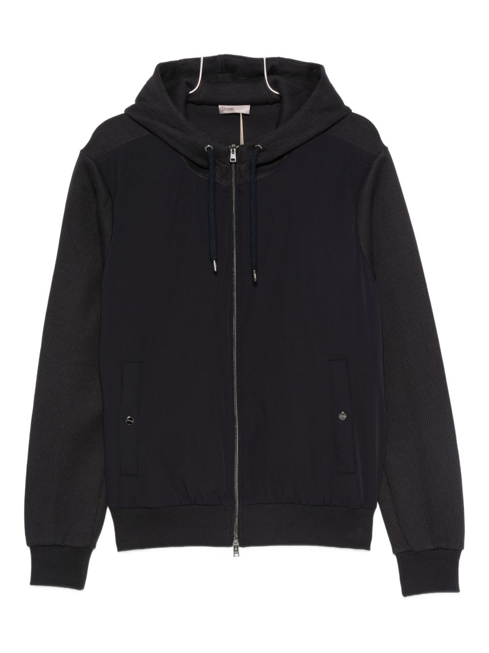 Herno Contrast-panel Piqué Jacket In Black