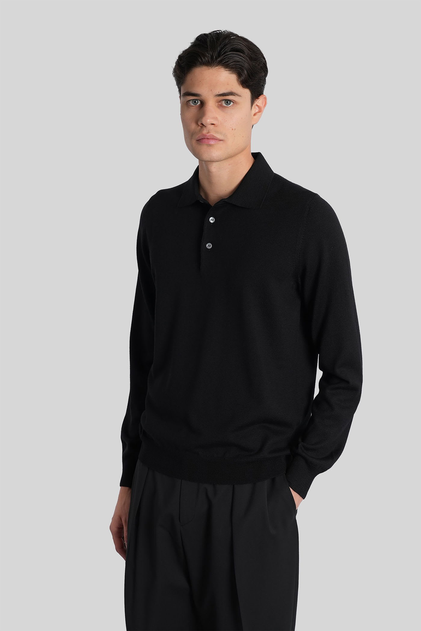 Tagliatore Palmer Polo In Black Wool In Black