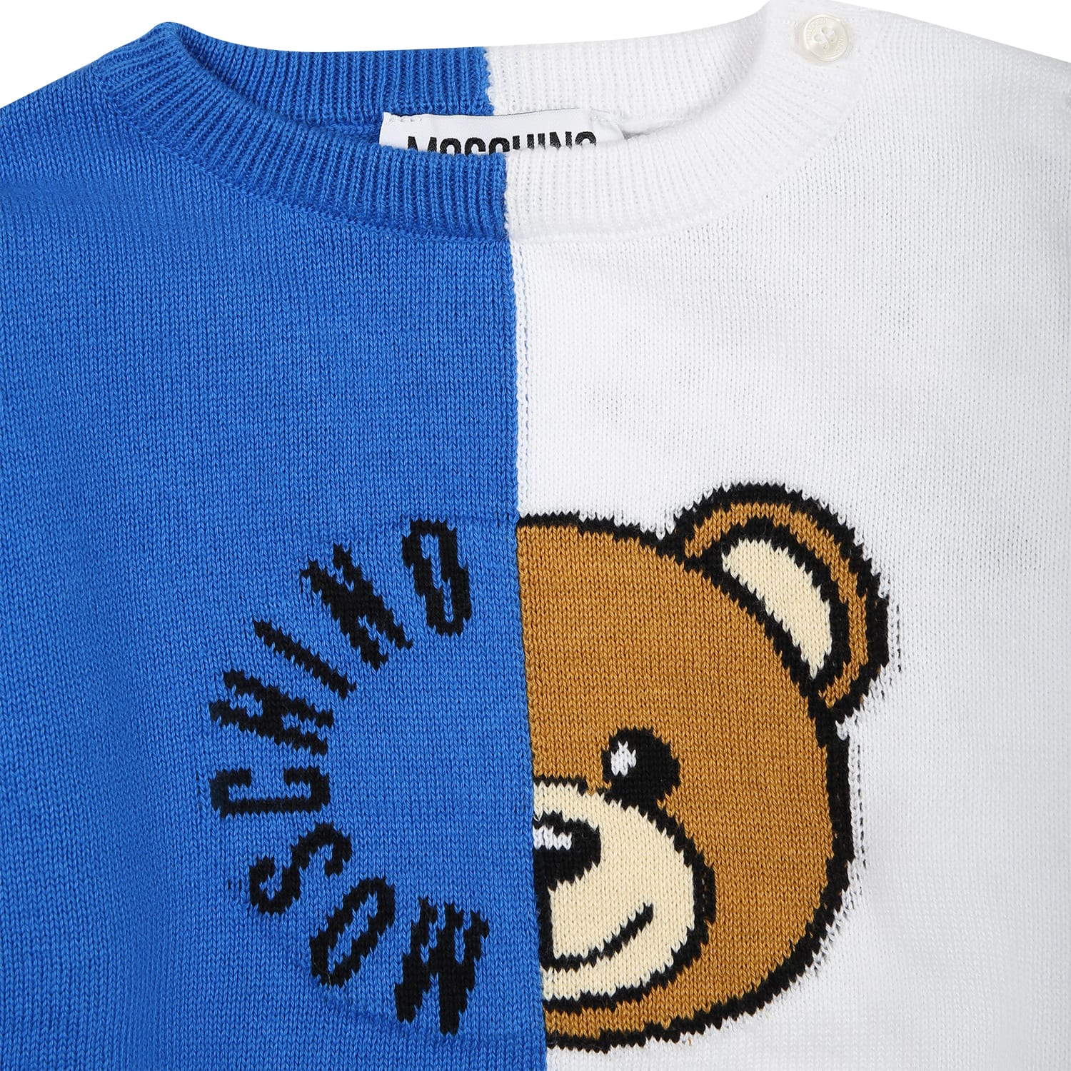 Shop Moschino Multicolor Sweater For Baby Boy With Teddy Bear