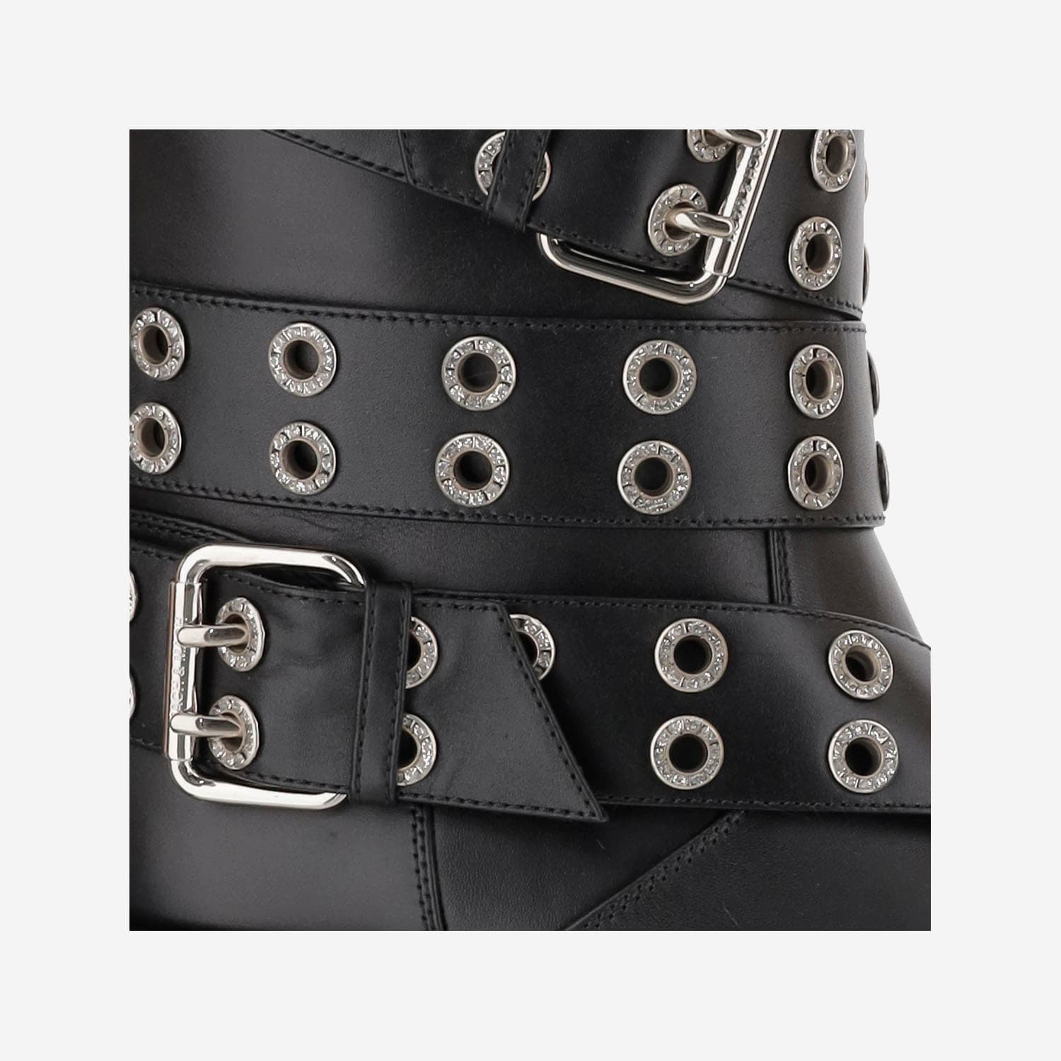 Mach &amp; Mach Leather Combat Boots With Straps And Eyelets In Black