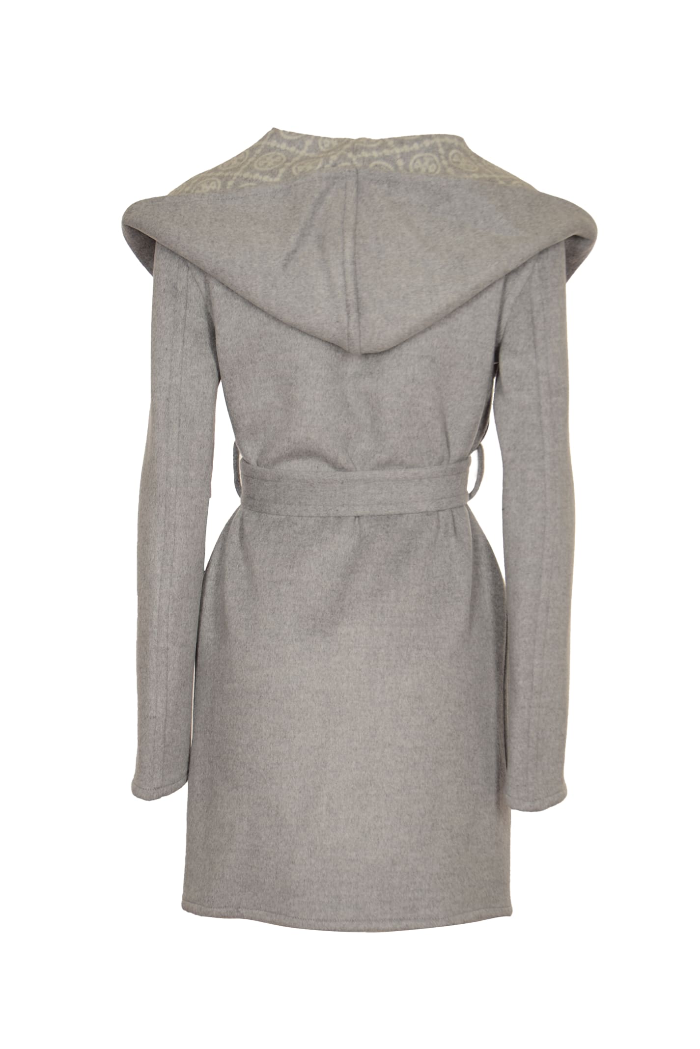 Shop Tory Burch Hooded Wool Coat In Grey