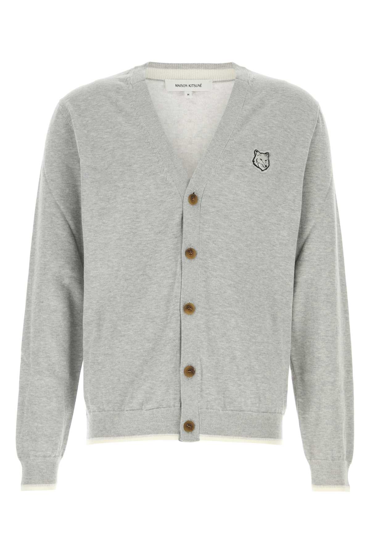 Maison Kitsuné Melange Grey Cotton Cardigan