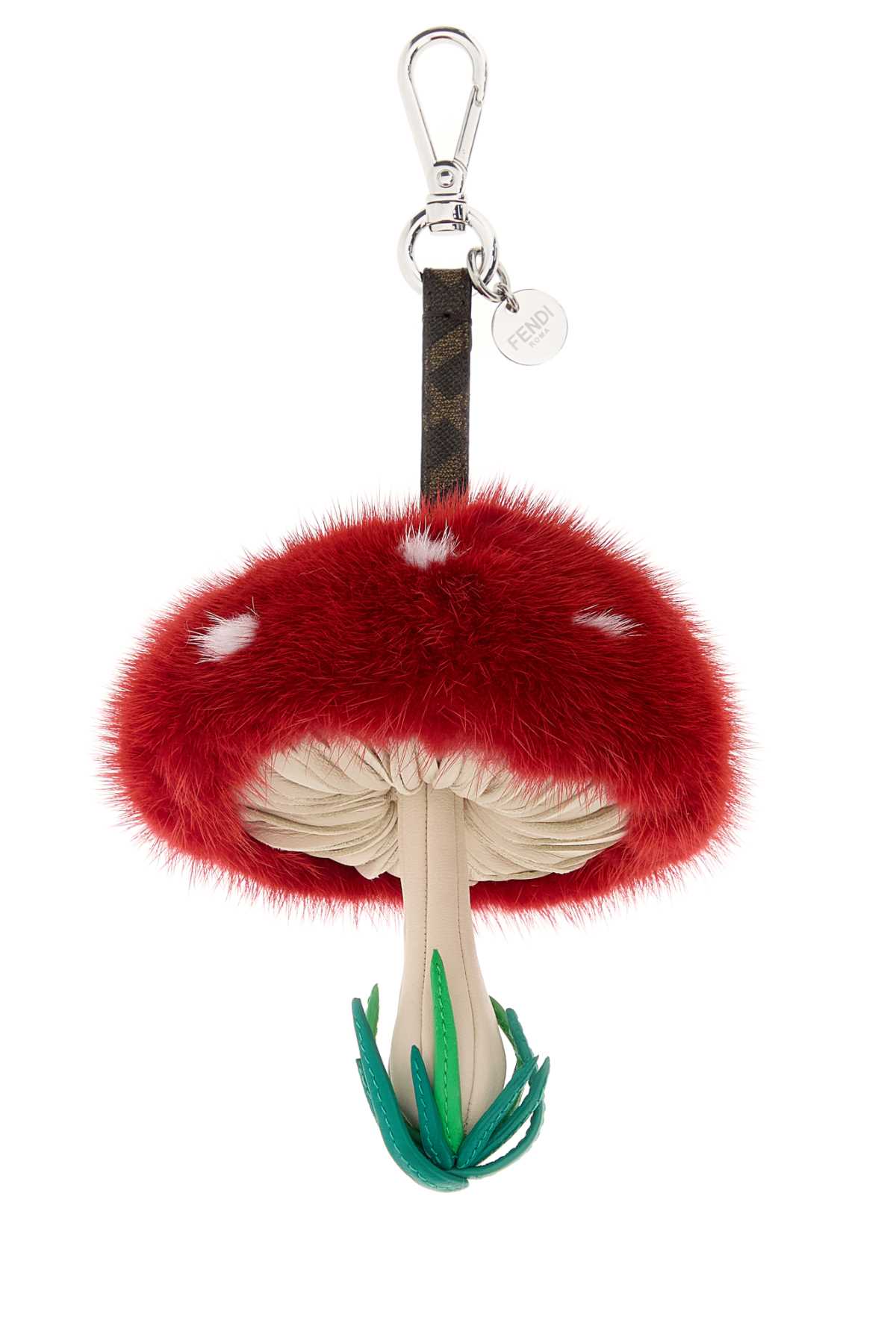 Fendi Multicolor Leather And Fur Fungo Charm In Red