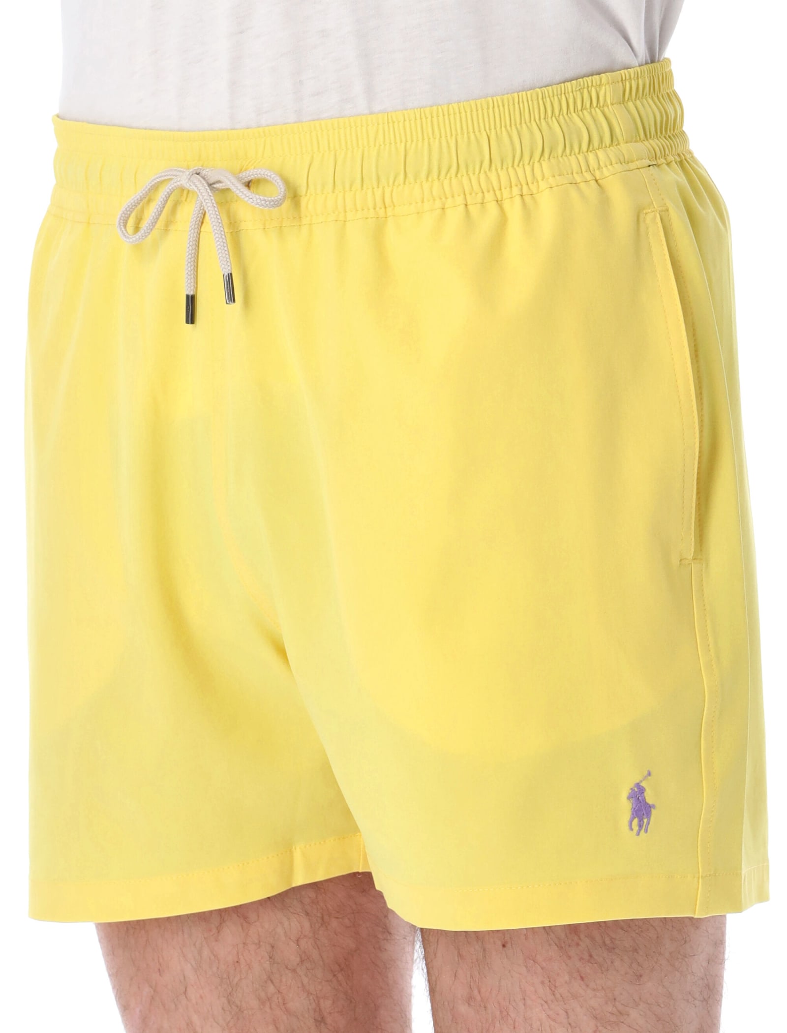 Shop Polo Ralph Lauren Tarveler Mid Trunck Slim Fit In Oasis Yellow