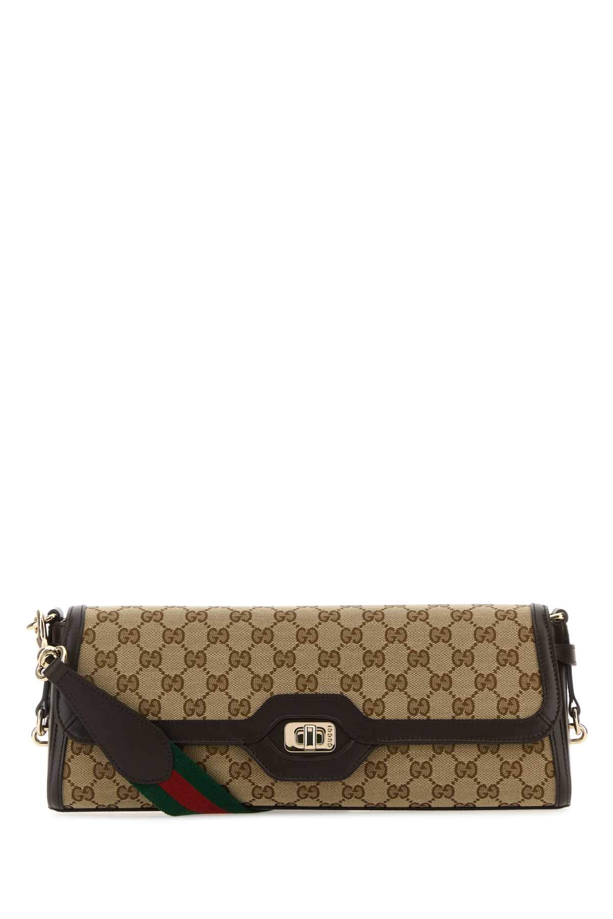 Gucci Gg Origianl Fabric And Leather Shoulder Bag In Bebonycocoavrv