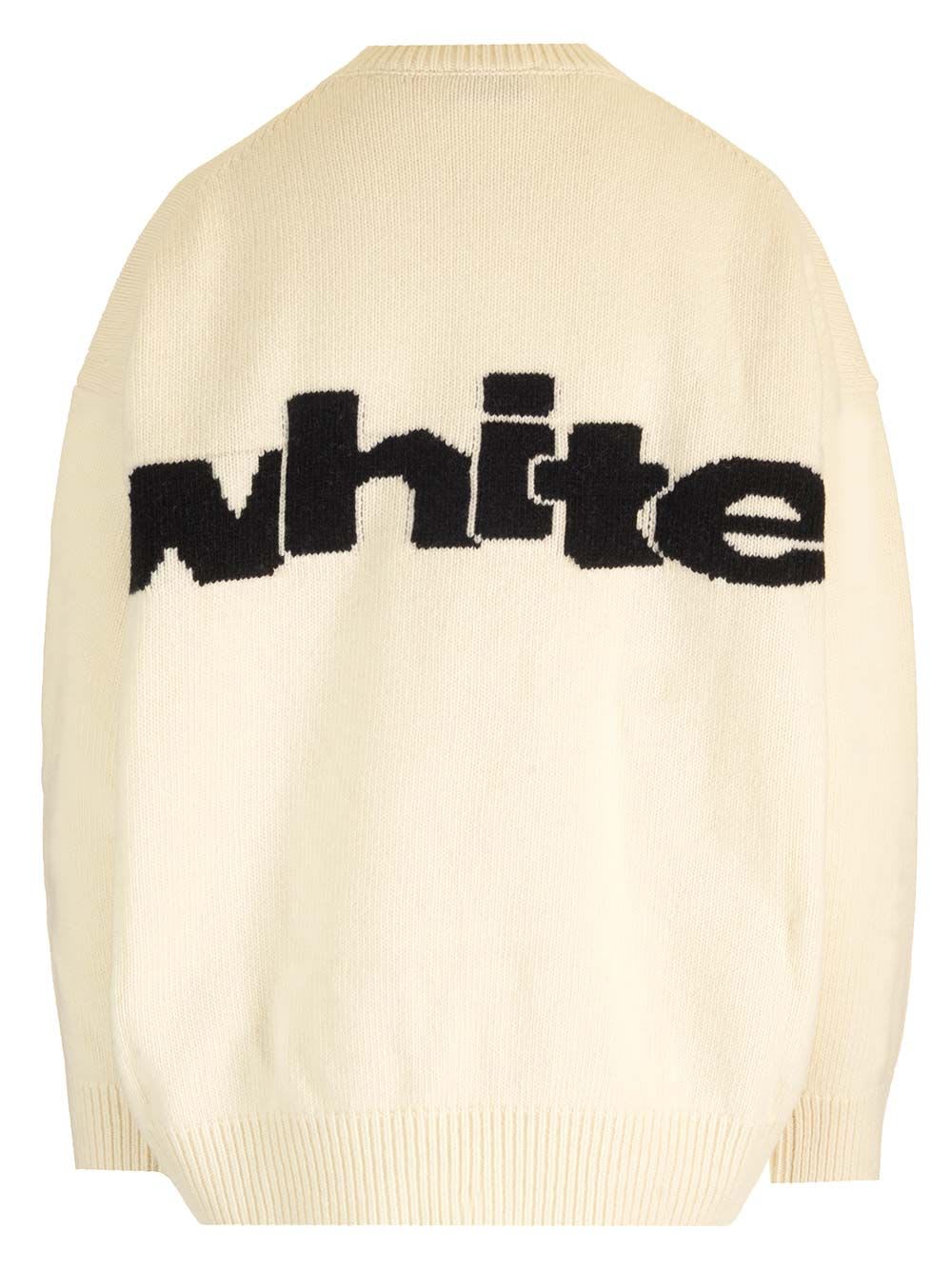 Shop Off-white Wool Knit Sweater In Beige